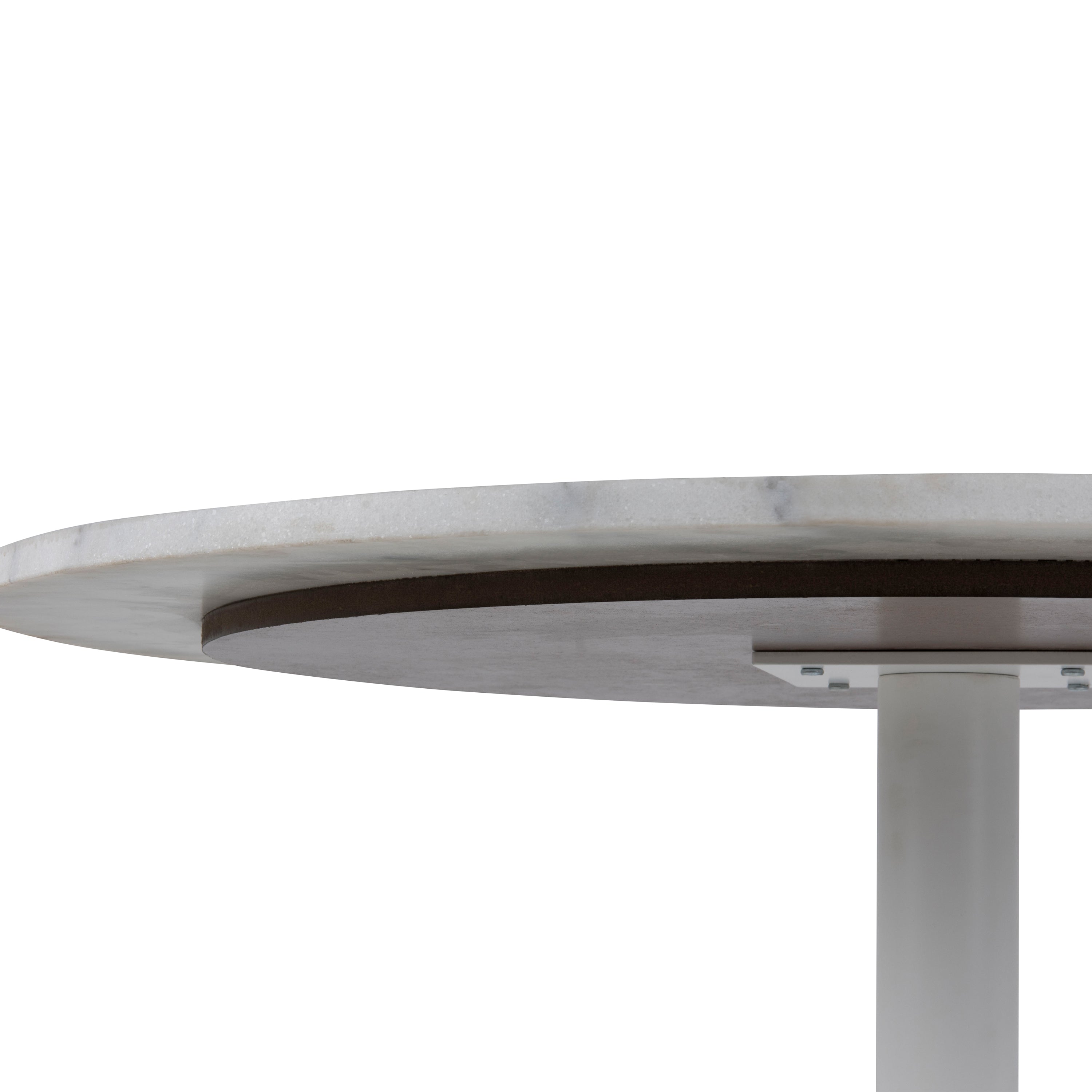 Tarifa Round Dining Table with White Polished Marble Top and White Base – FTG, view 9