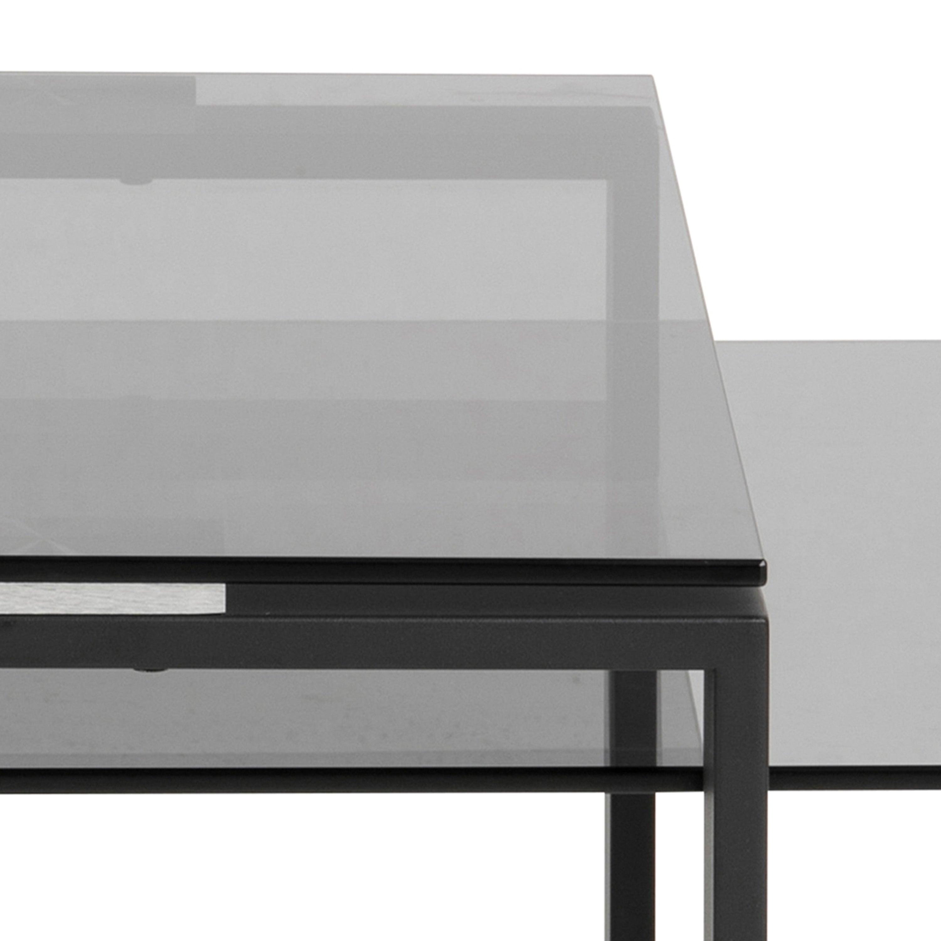 Katrine Coffee Table Set with Smoked Glass Top – FTG, view 7