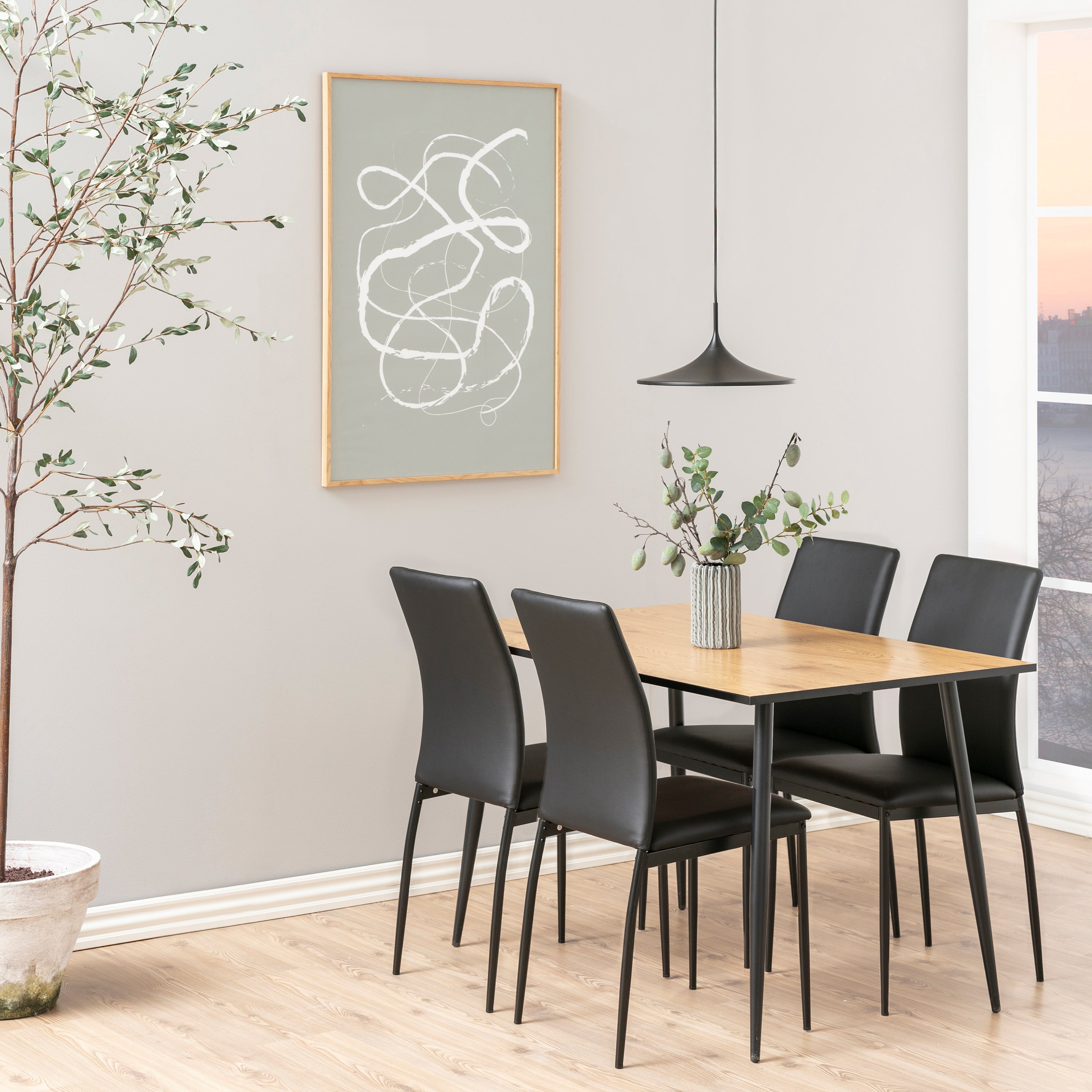 Wilma Dining Table with Oak Top & Black Legs – FTG, view 3