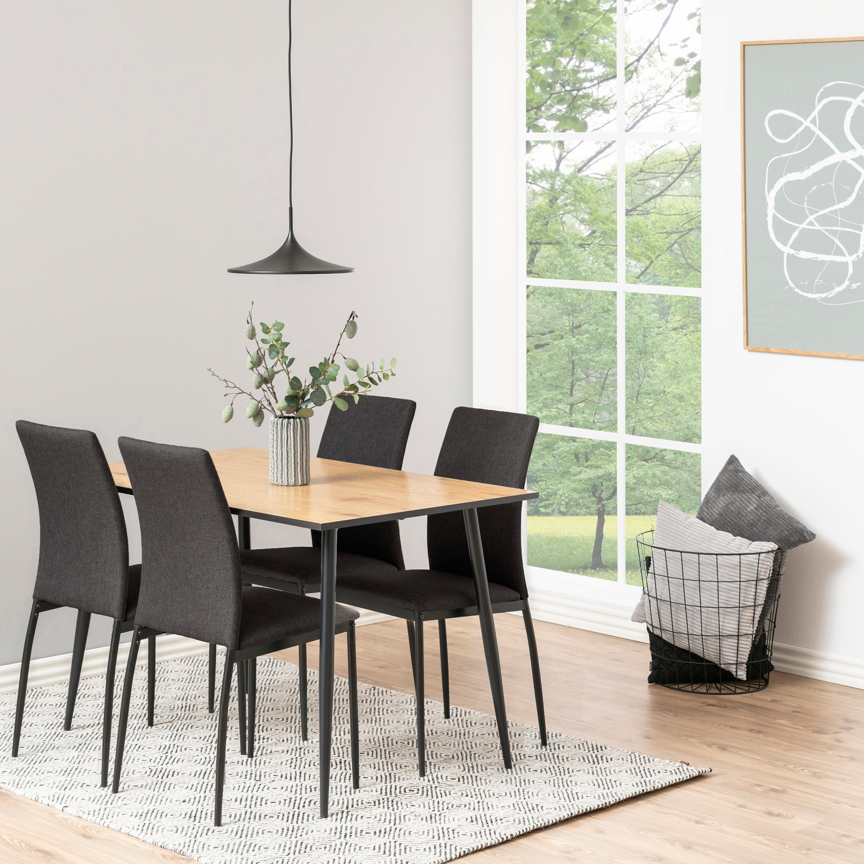 Wilma Dining Table with Oak Top & Black Legs – FTG, view 4