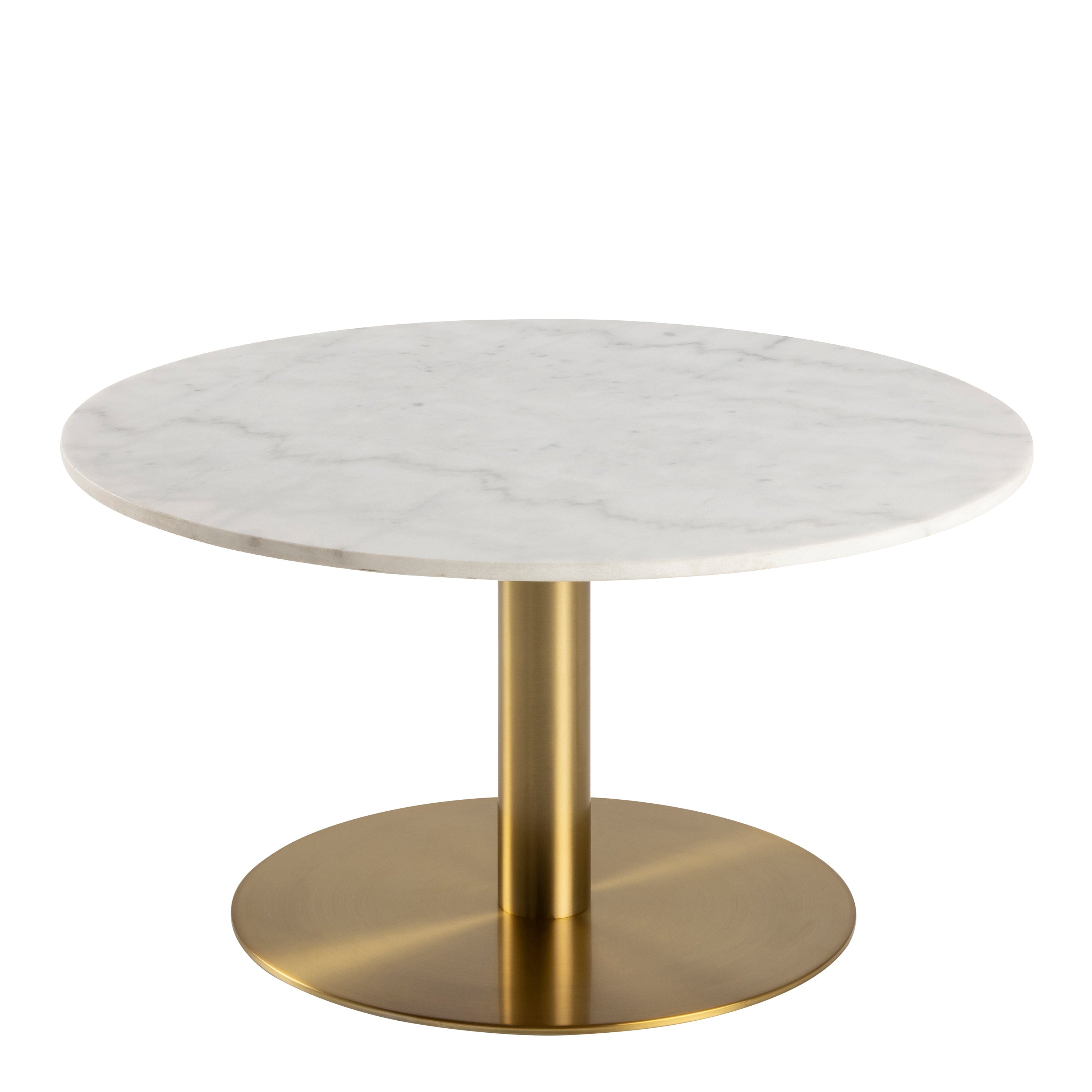 Corby Round Coffee Table with White Polished Marble Top & Gold Base – FTG