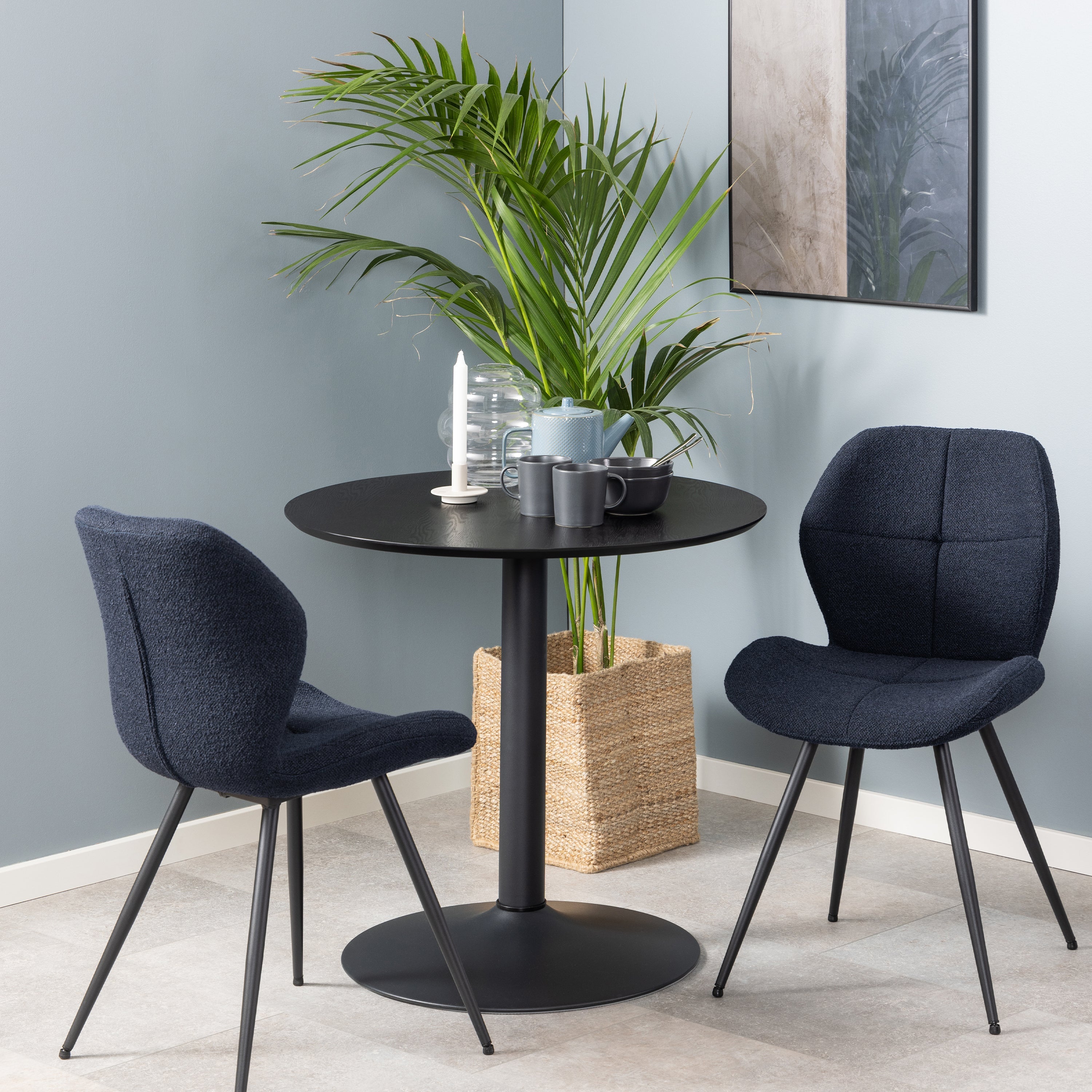 Ibiza Small Round Caf̩ Table with Black Ash Top and Matt Black Base – FTG, view 4