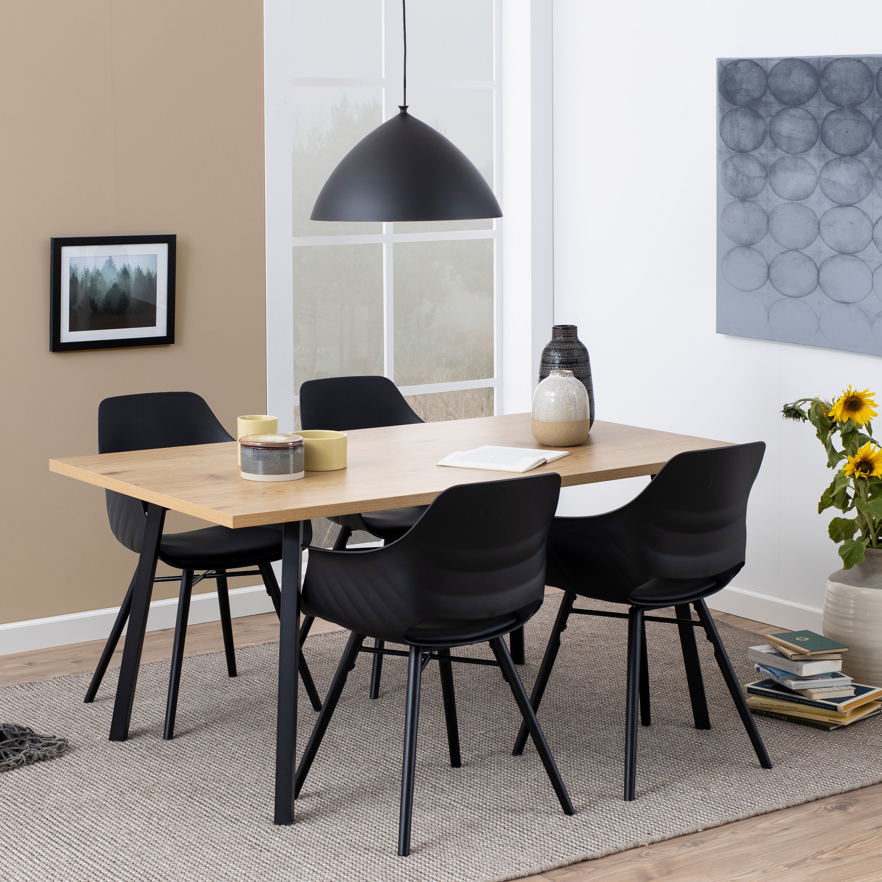 Cenny Dining Table in Oak & Black – FTG, view 4