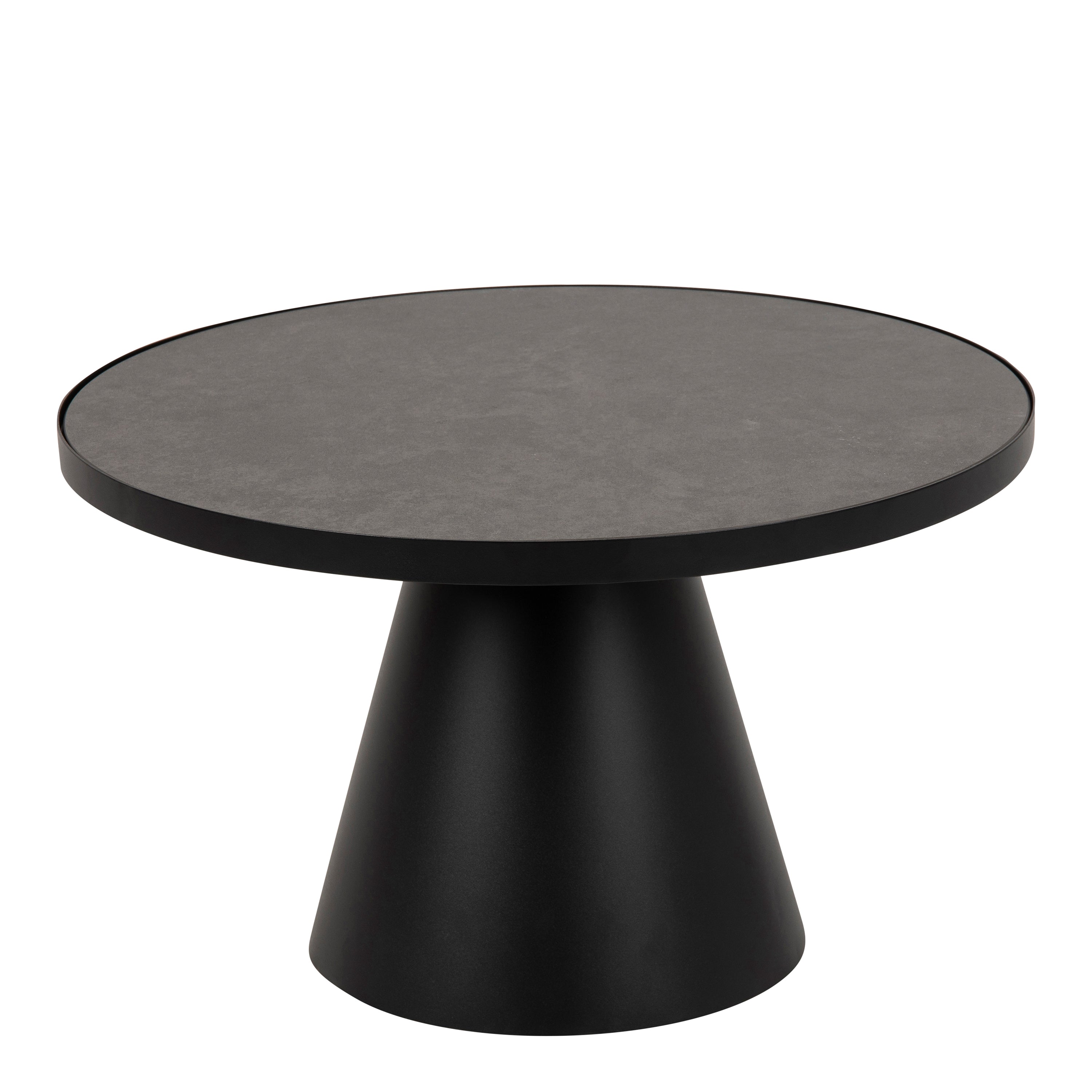 Soli Round Ceramic Coffee Table in Black 65.7x40cm – FTG