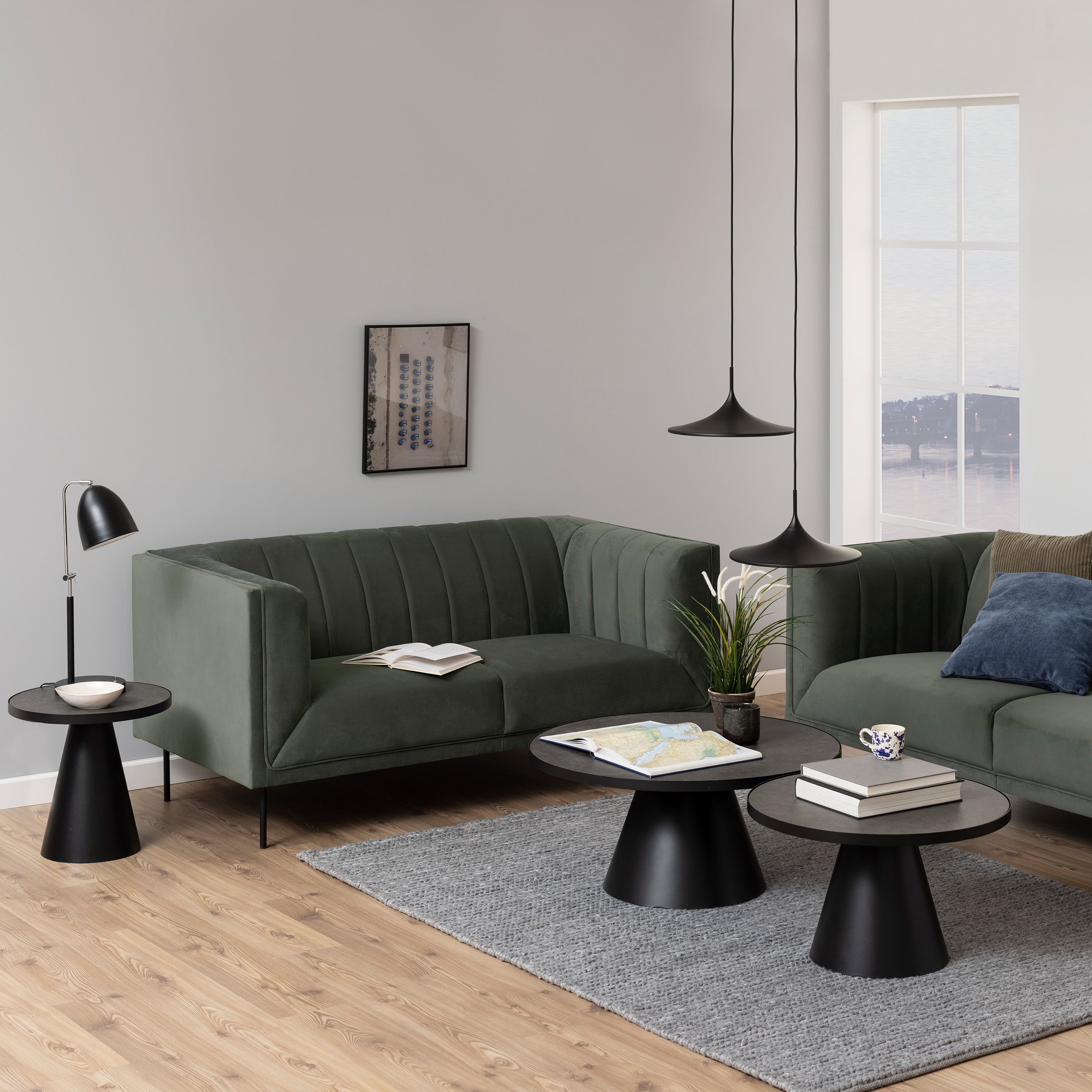 Soli Round Ceramic Coffee Table in Black 65.7x40cm – FTG, view 2