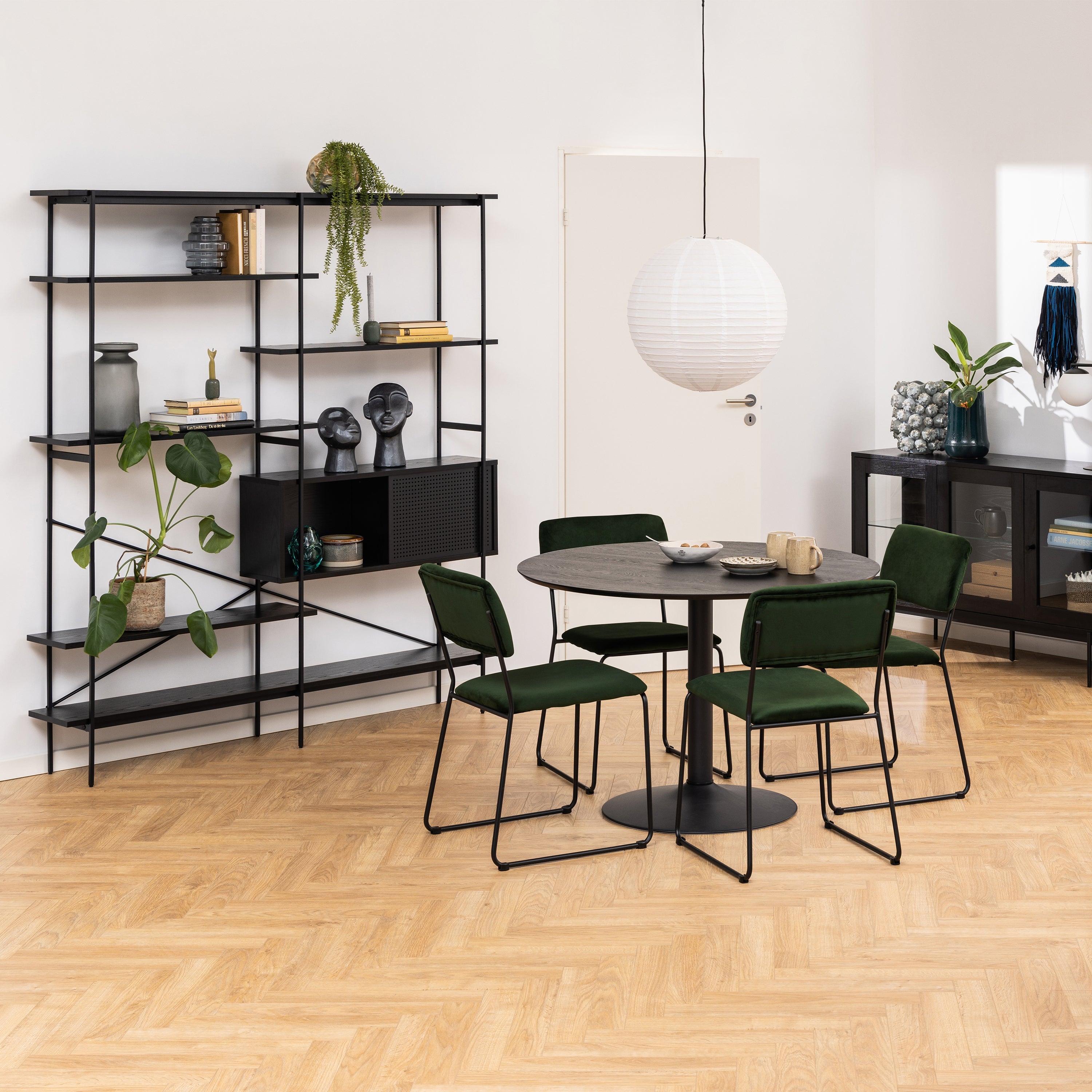 Ibiza Round Dining Table with Black Ash Top and Matt Black Base – FTG, view 2