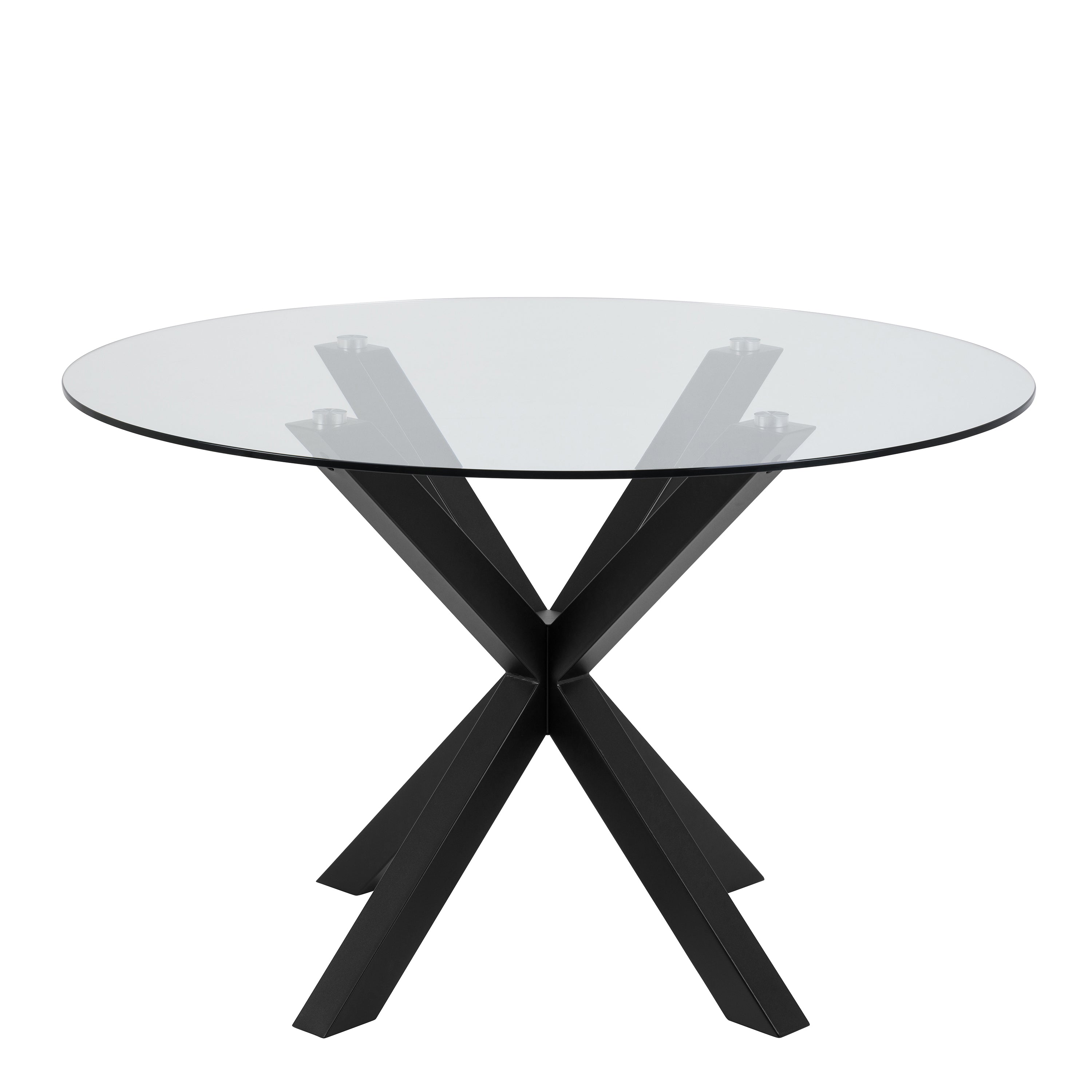 Heaven Round Dining Table with Clear Glass Top and Black Legs – FTG, view 2