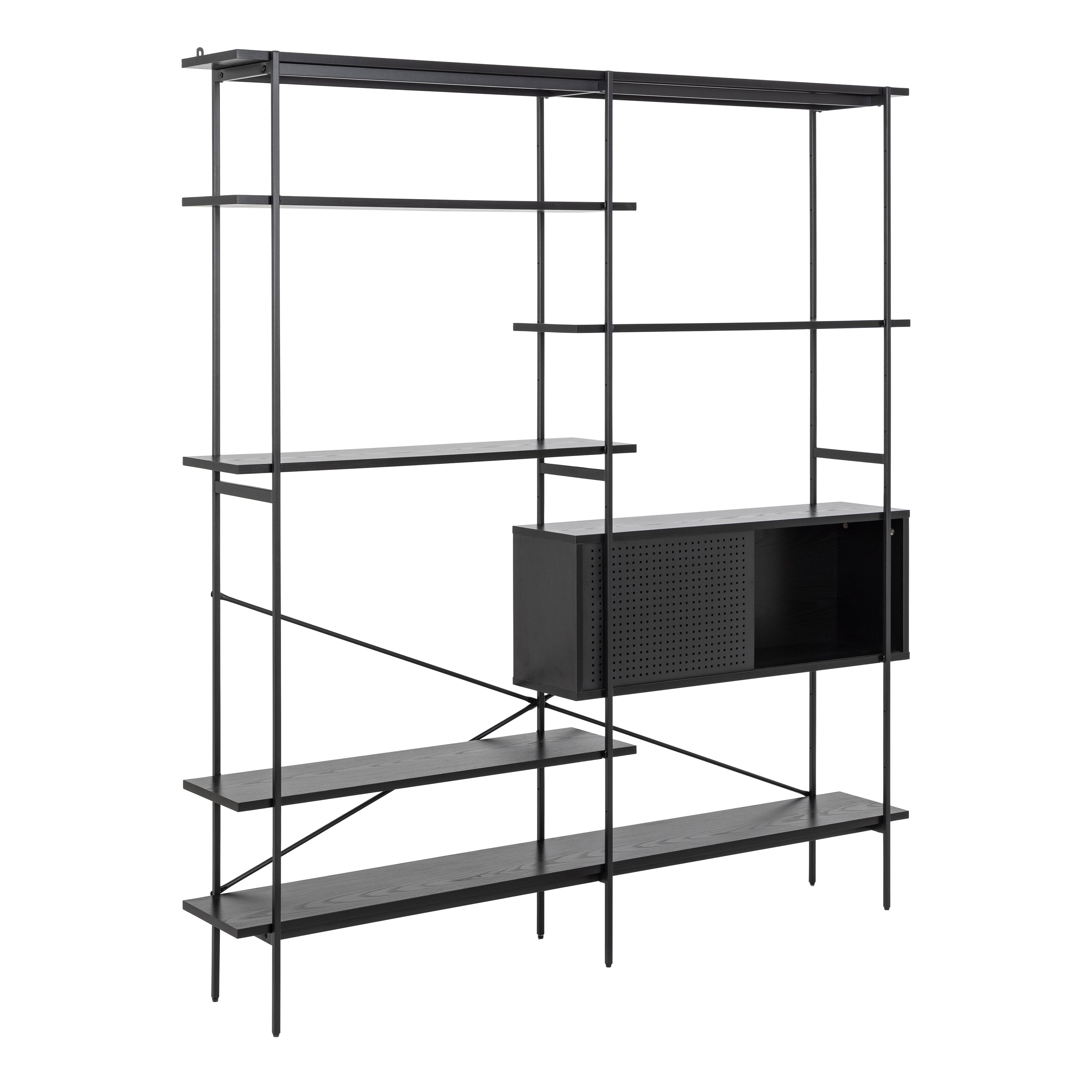Angus Bookcase with 1 Sliding Door & 5 Shelves in Black – FTG