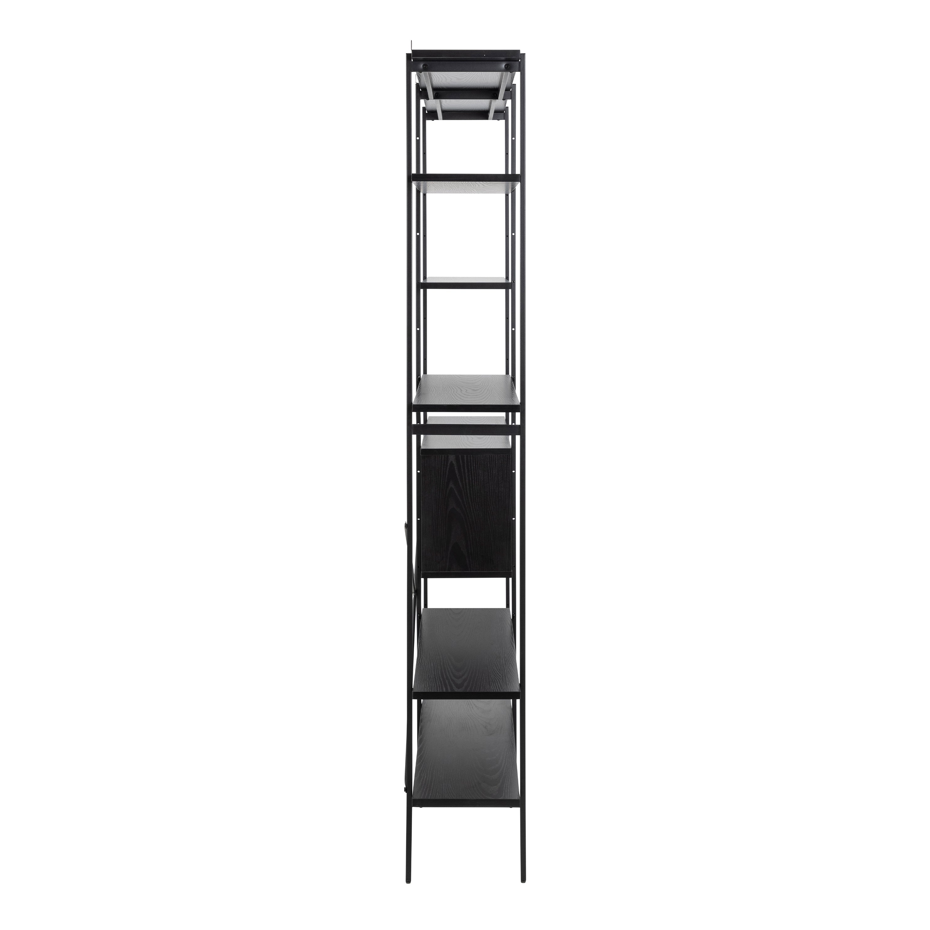 Angus Bookcase with 1 Sliding Door & 5 Shelves in Black – FTG, view 3