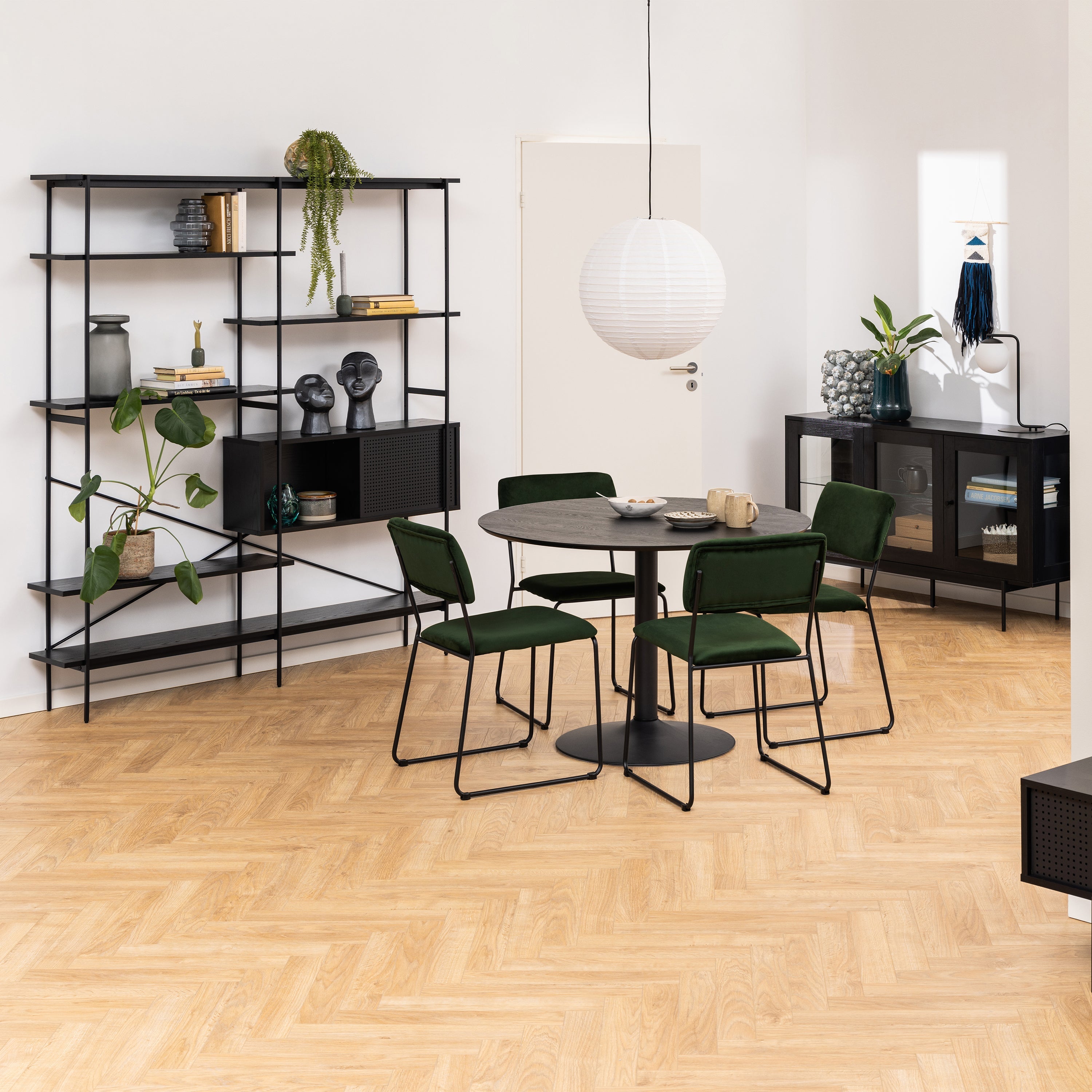 Angus Bookcase with 1 Sliding Door & 5 Shelves in Black – FTG, view 6