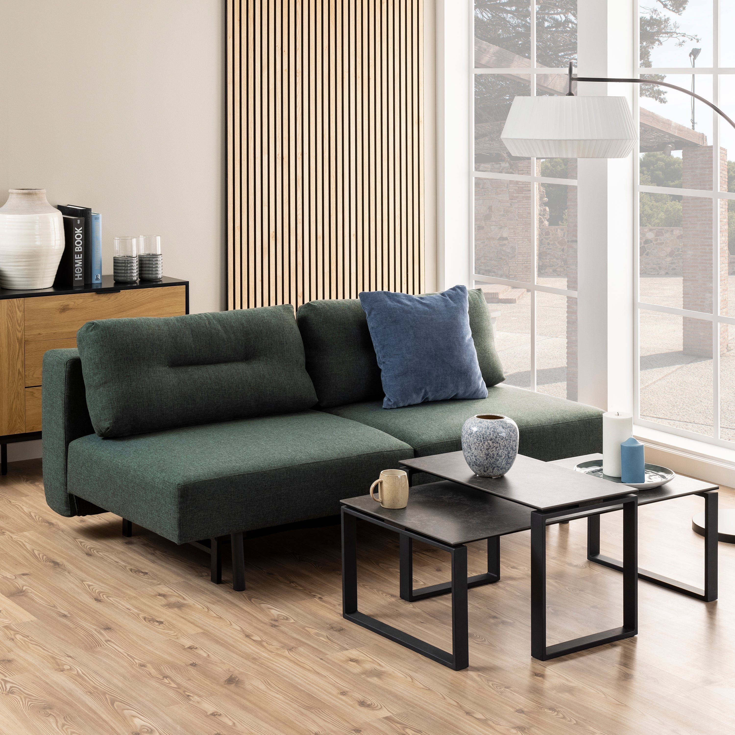 Katrine Ceramic Coffee Table Set in Black – FTG, view 3