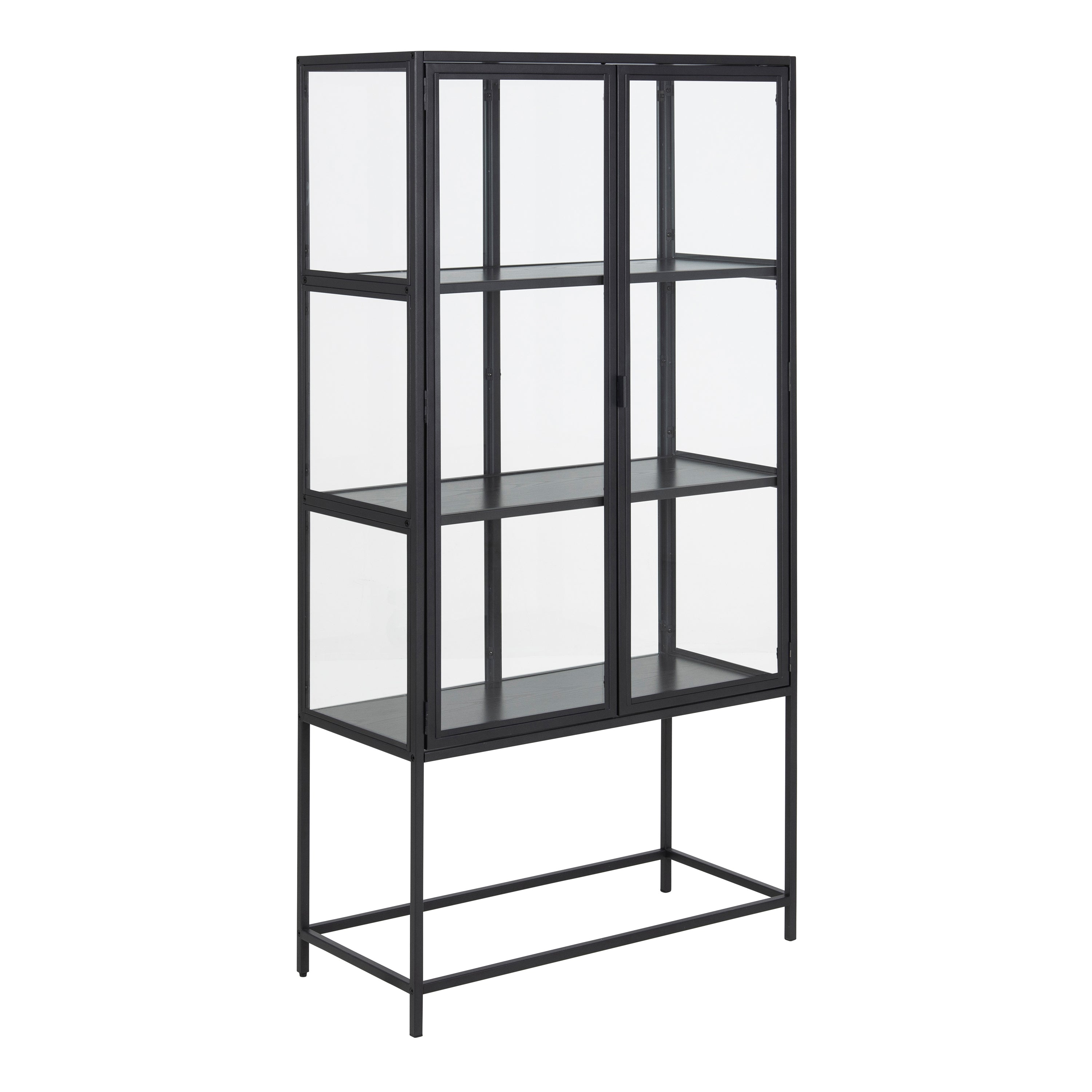 Seaford 2 Glass Door Display Cabinet in Black – FTG