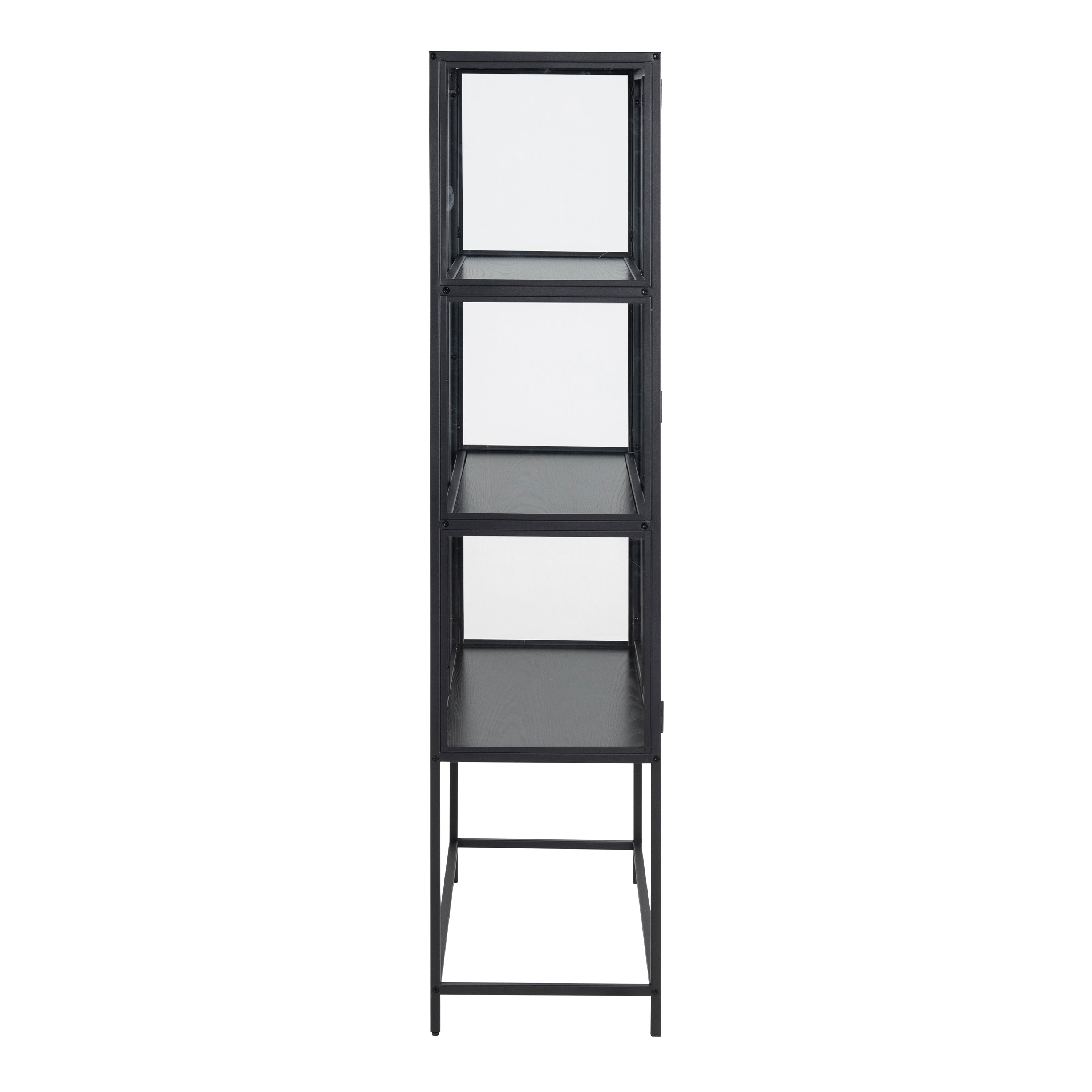 Seaford 2 Glass Door Display Cabinet in Black – FTG, view 3