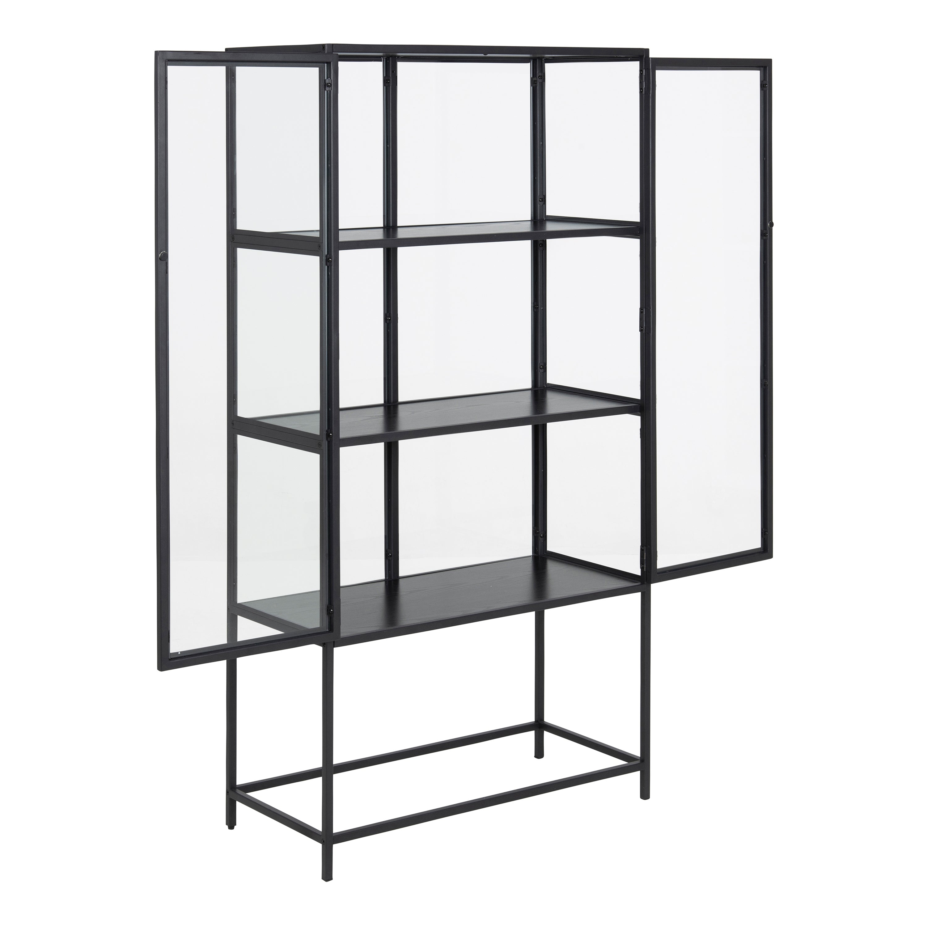 Seaford 2 Glass Door Display Cabinet in Black – FTG, view 4
