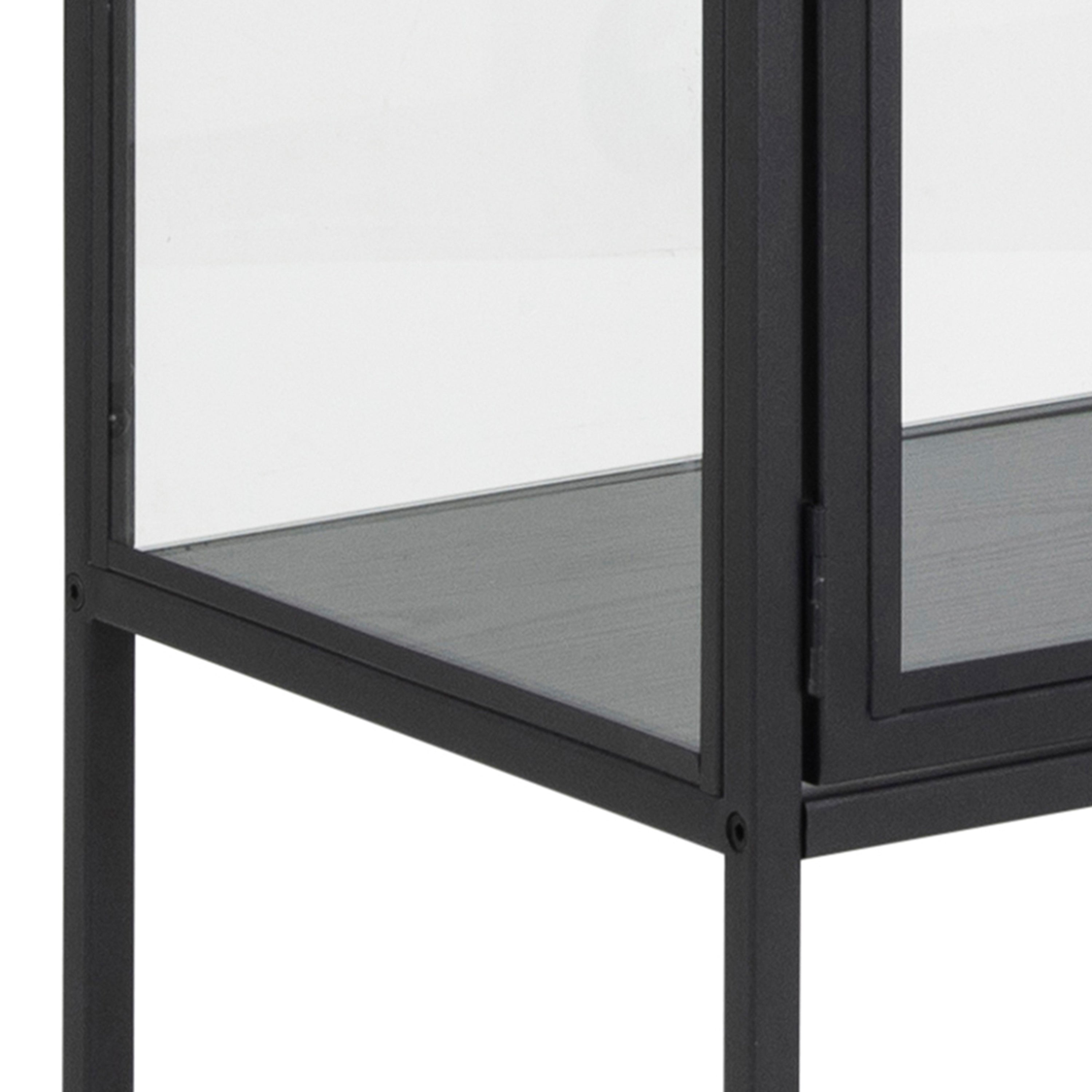 Seaford 2 Glass Door Display Cabinet in Black – FTG, view 9