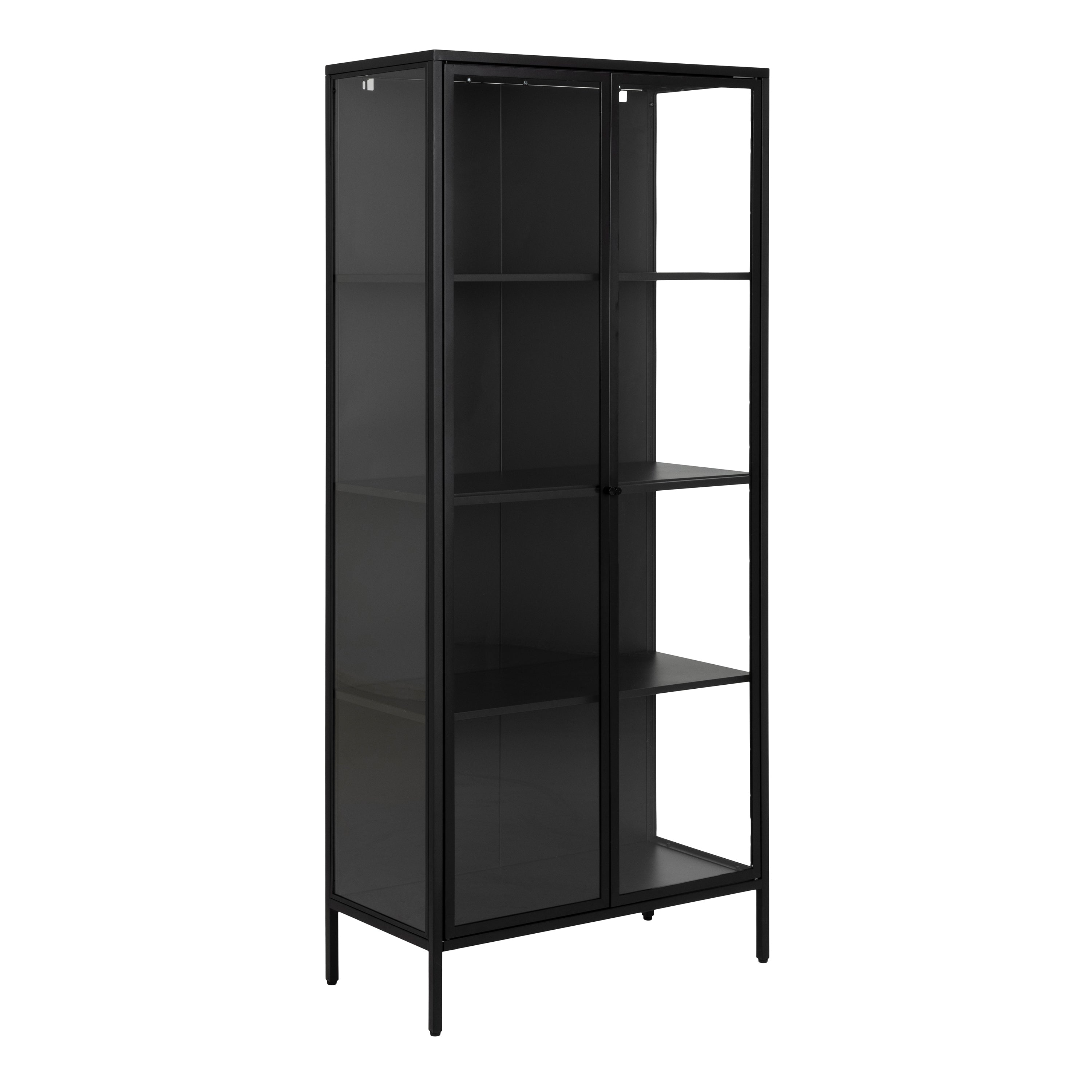 Newcastle Tall 2 Door Display Cabinet in Matt Black – FTG