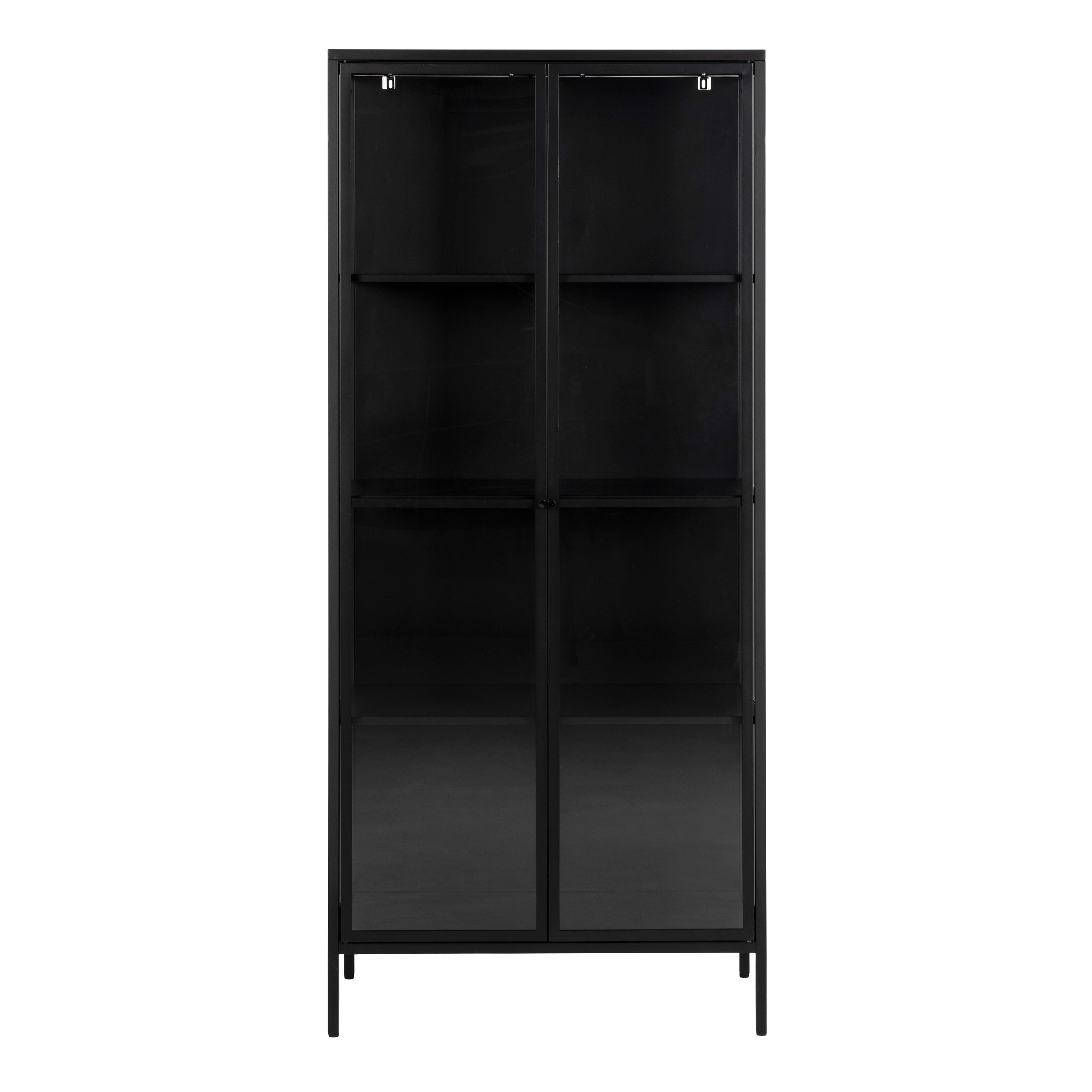 Newcastle Tall 2 Door Display Cabinet in Matt Black – FTG, view 2