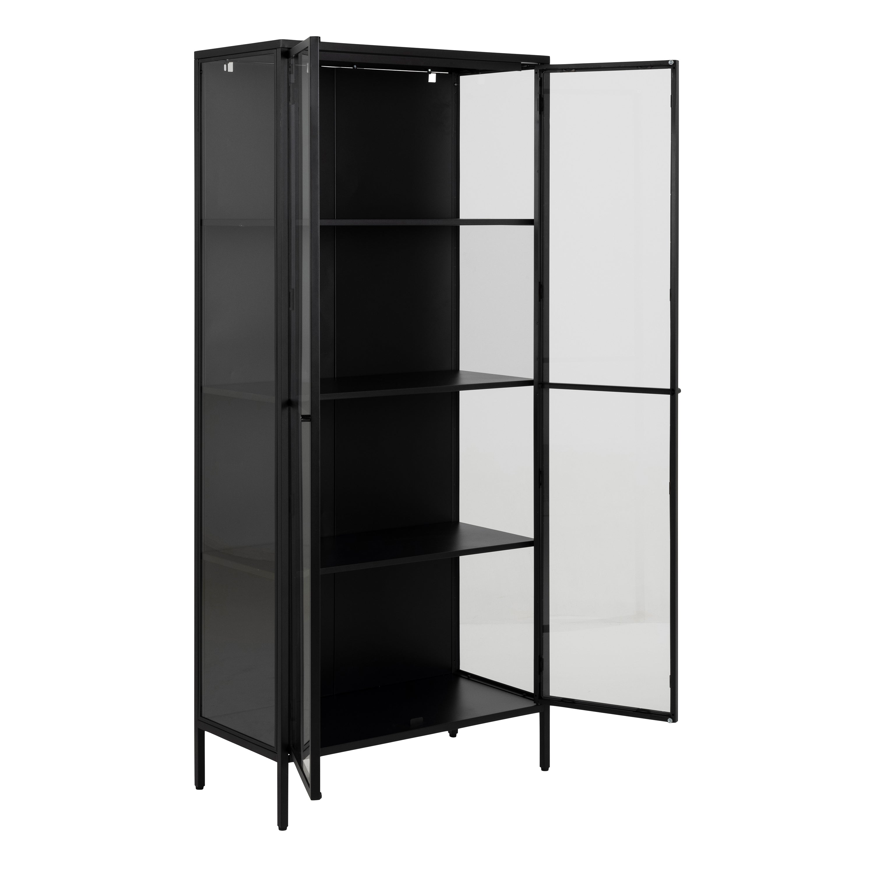 Newcastle Tall 2 Door Display Cabinet in Matt Black – FTG, view 4