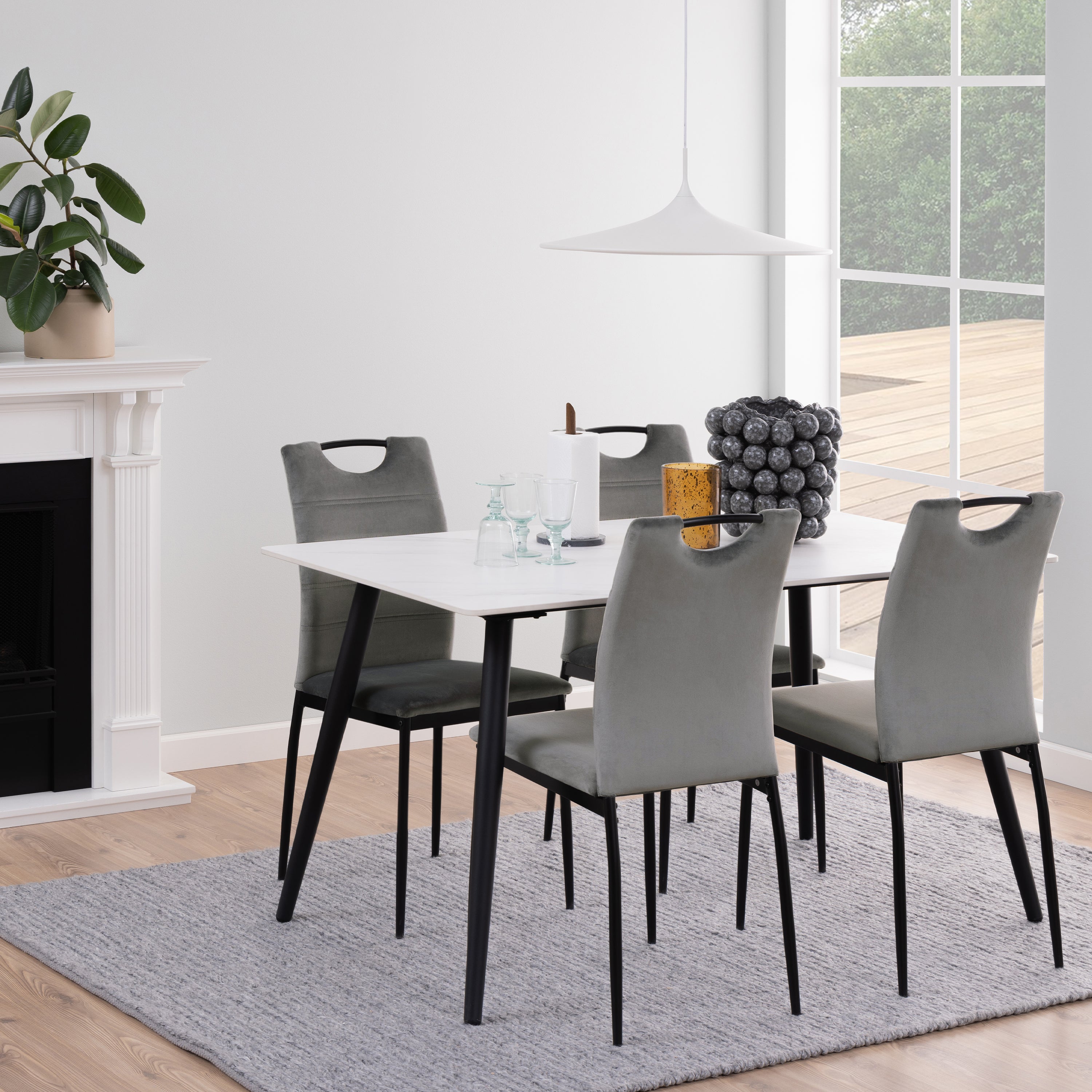 Wicklow Ceramic Dining Table in White – FTG, view 3