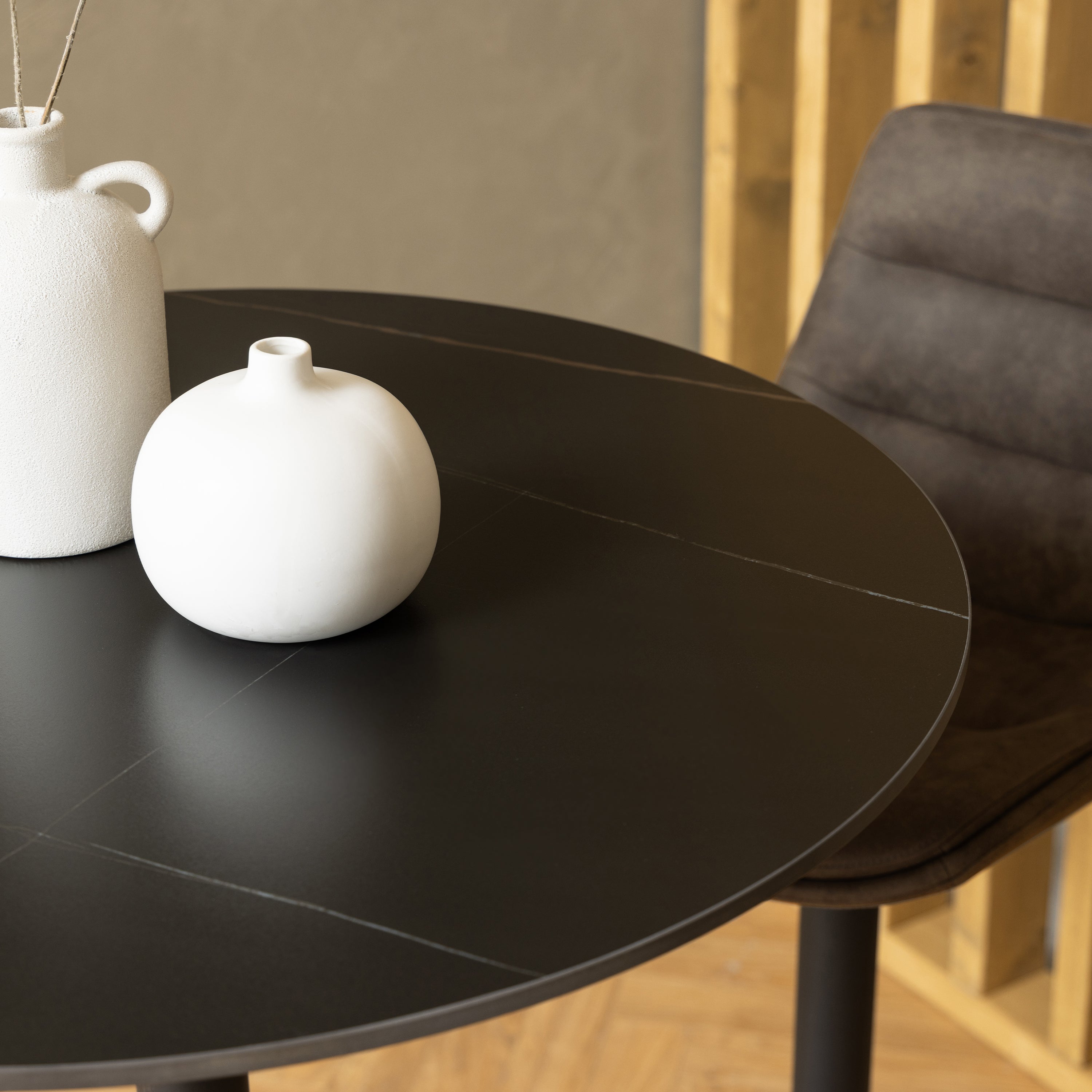 Malta Ceramic Round Bar Table in Matt Black – FTG, view 5
