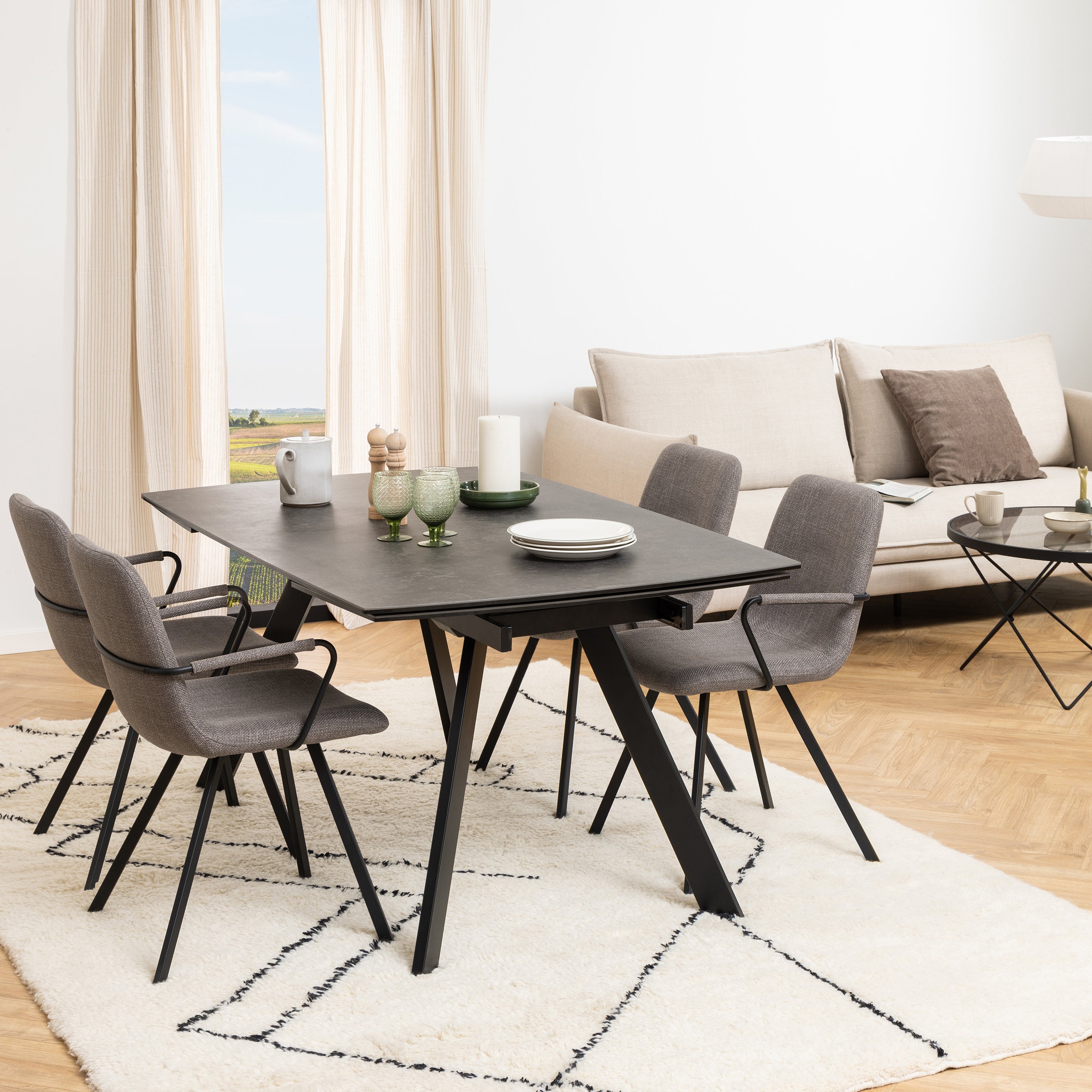 Blackburn Black Ceramic Dining Table – FTG, view 3