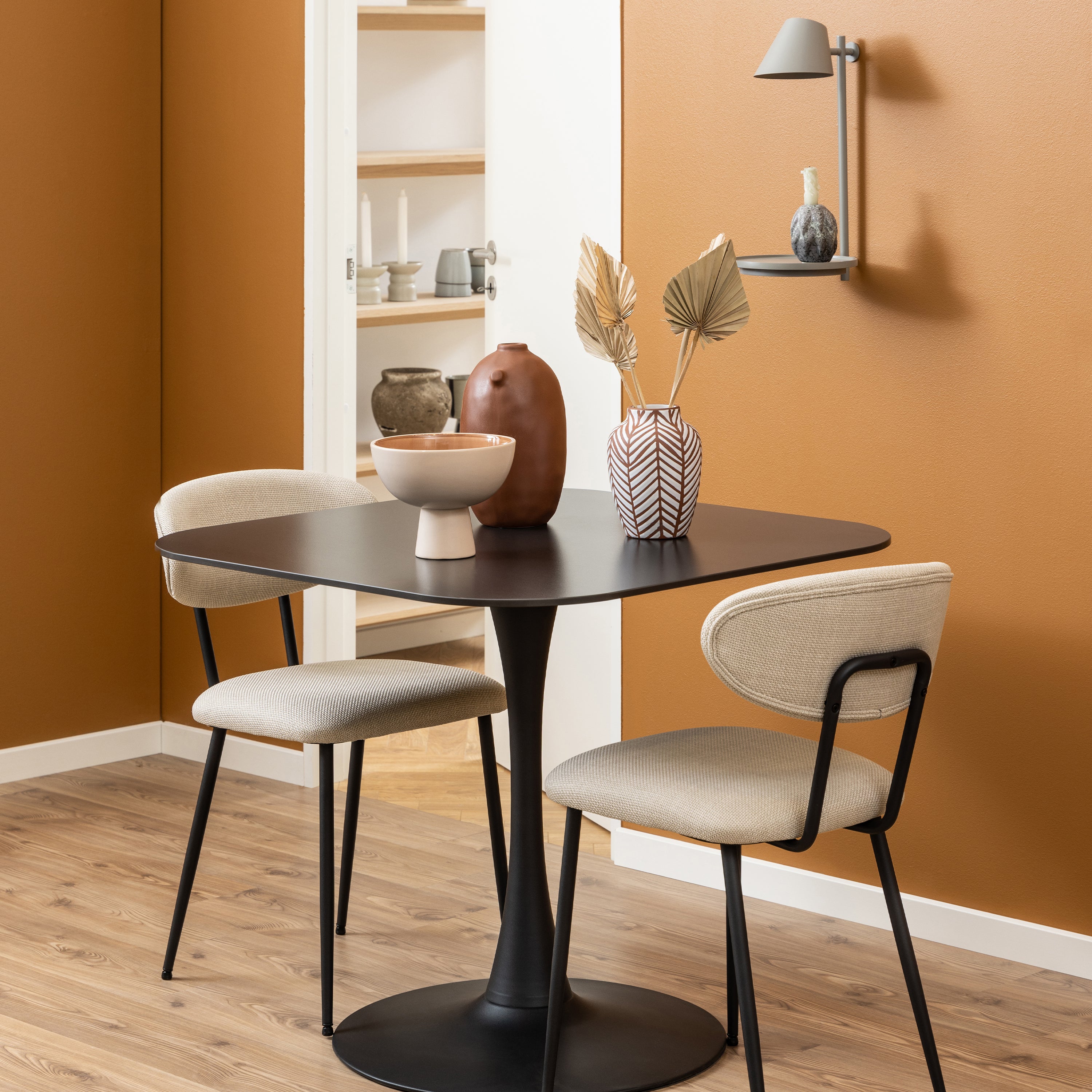 Malta Ceramic Square Dining Table Black – FTG, view 3