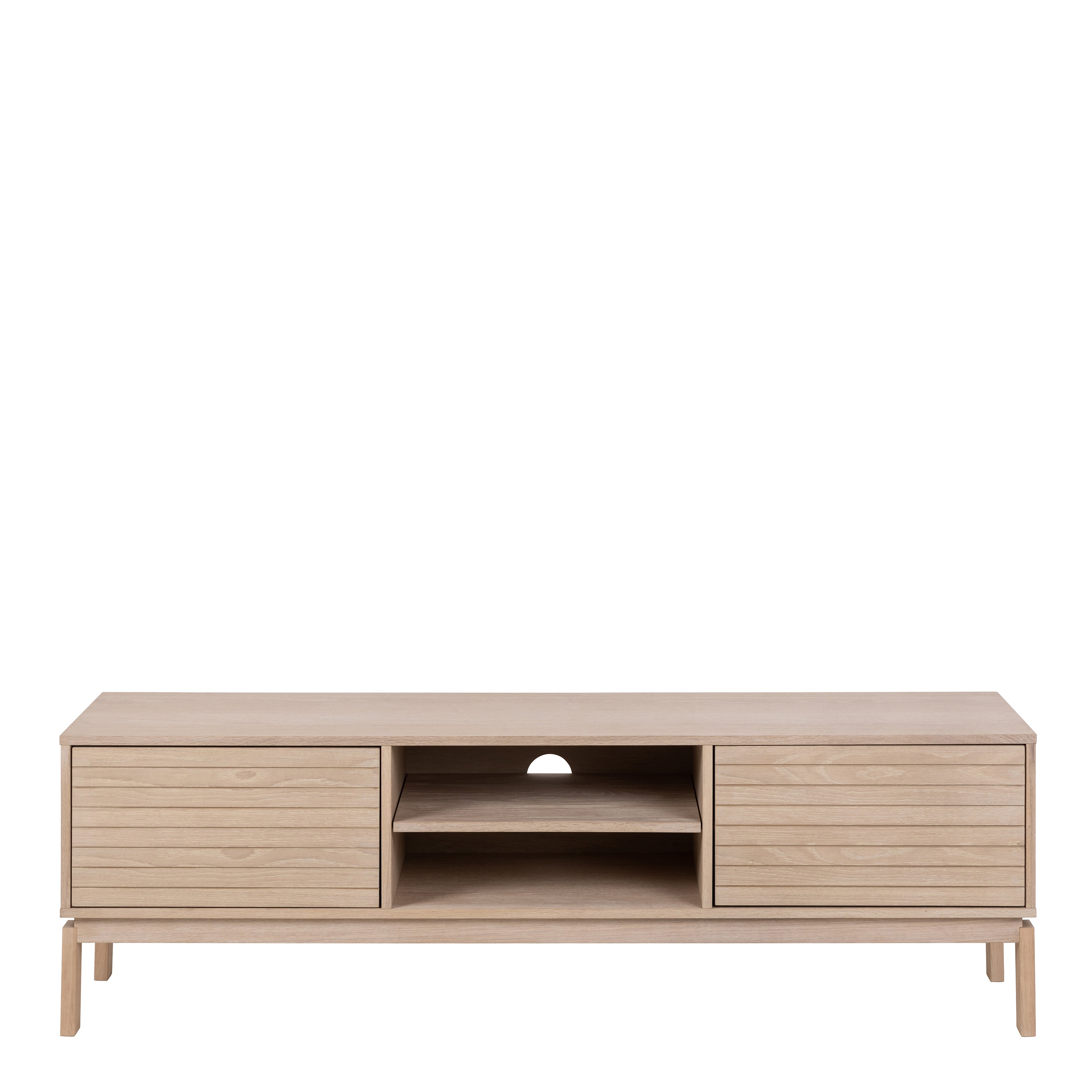 Linley 2 Door TV Unit in White Oak – FTG, view 2