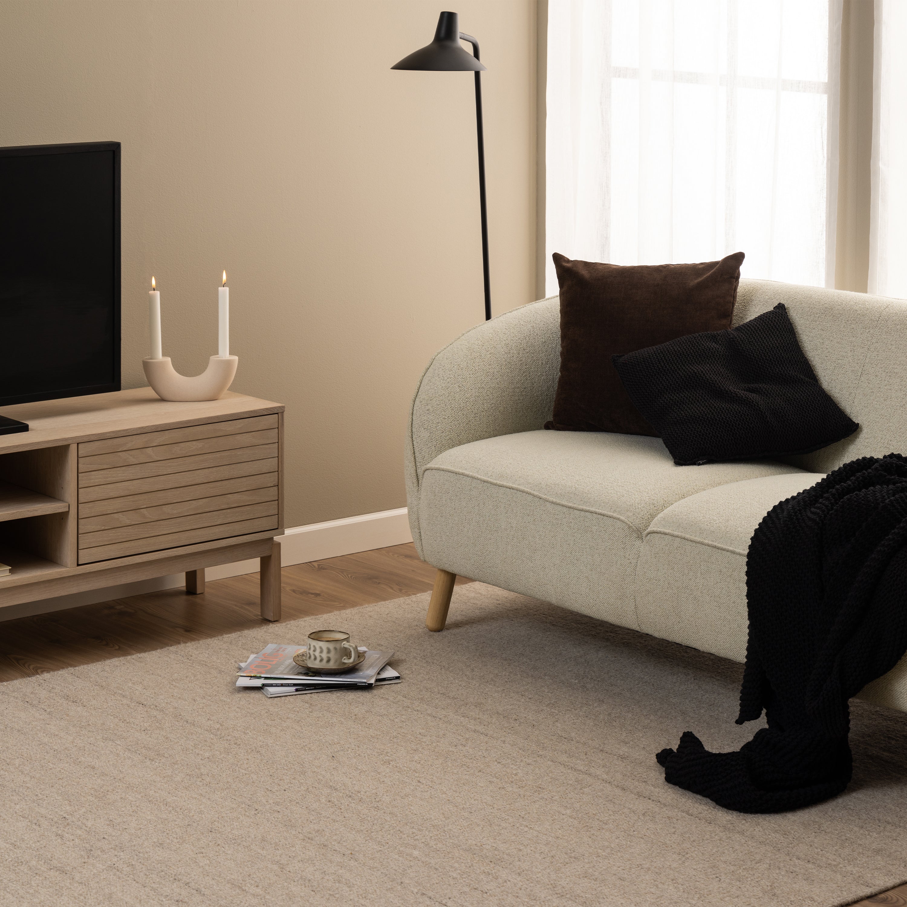 Linley 2 Door TV Unit in White Oak – FTG, view 5