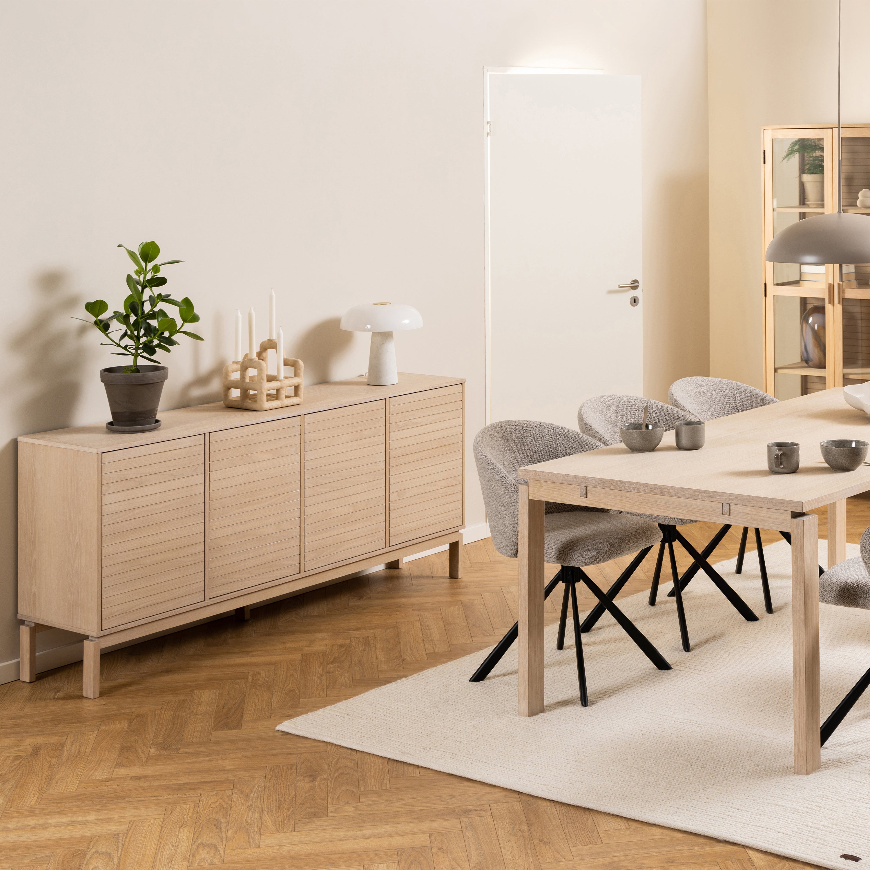 Linley 4 Door Sideboard in White Oak – FTG, view 5