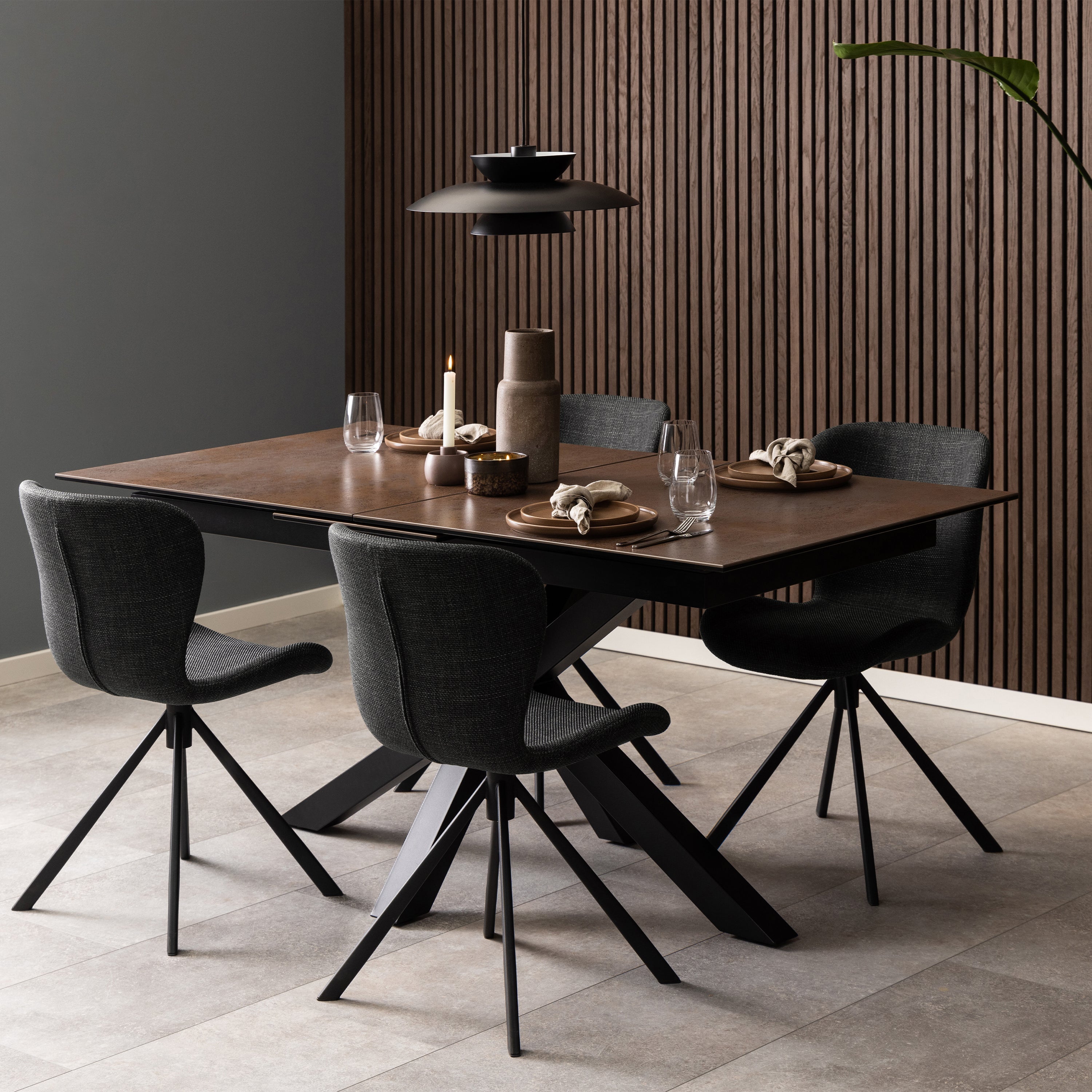 Heaven Extendable Dining Table with Ceramic Rusty Brown Top 168cm – FTG, view 4