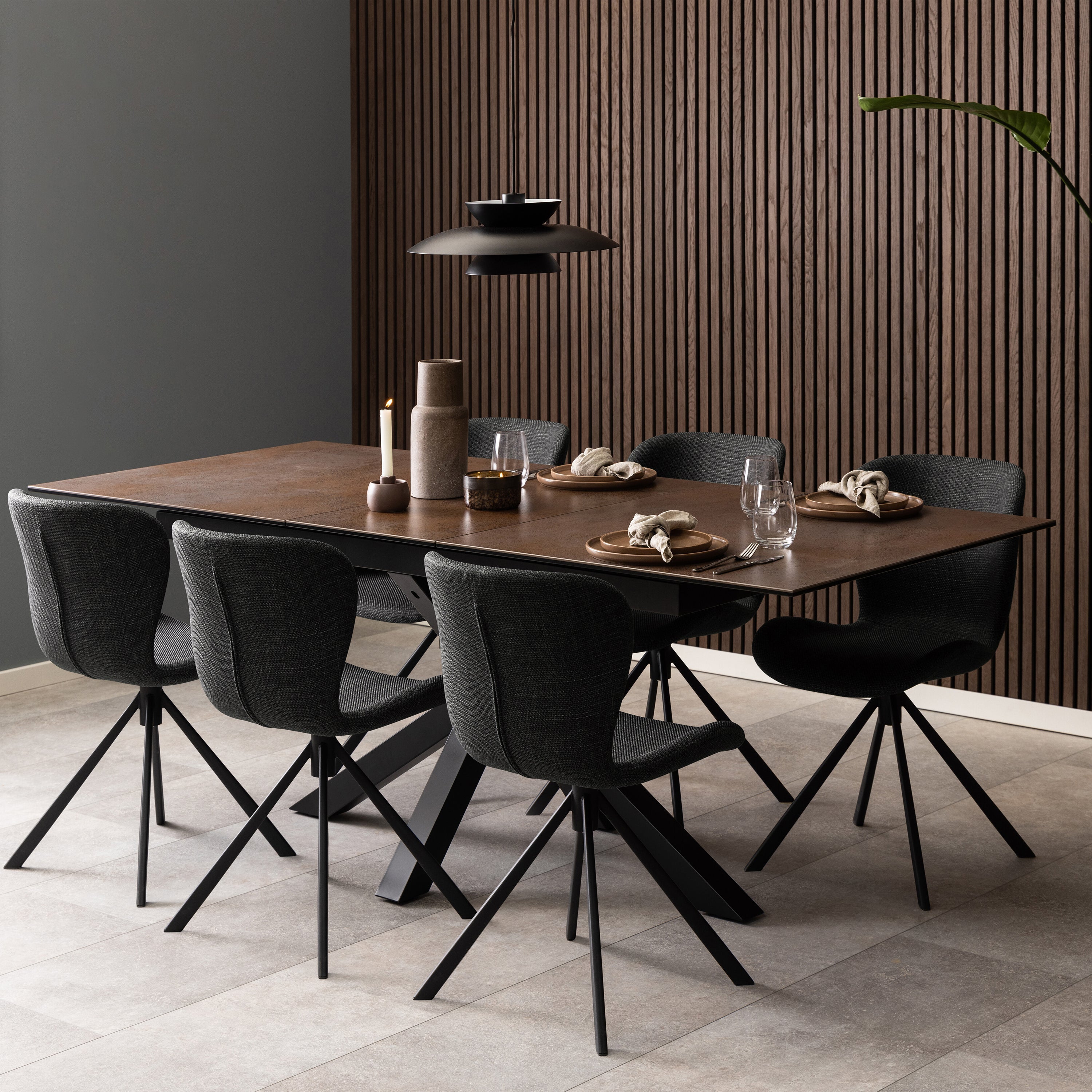 Heaven Extendable Dining Table with Ceramic Rusty Brown Top 168cm – FTG, view 5