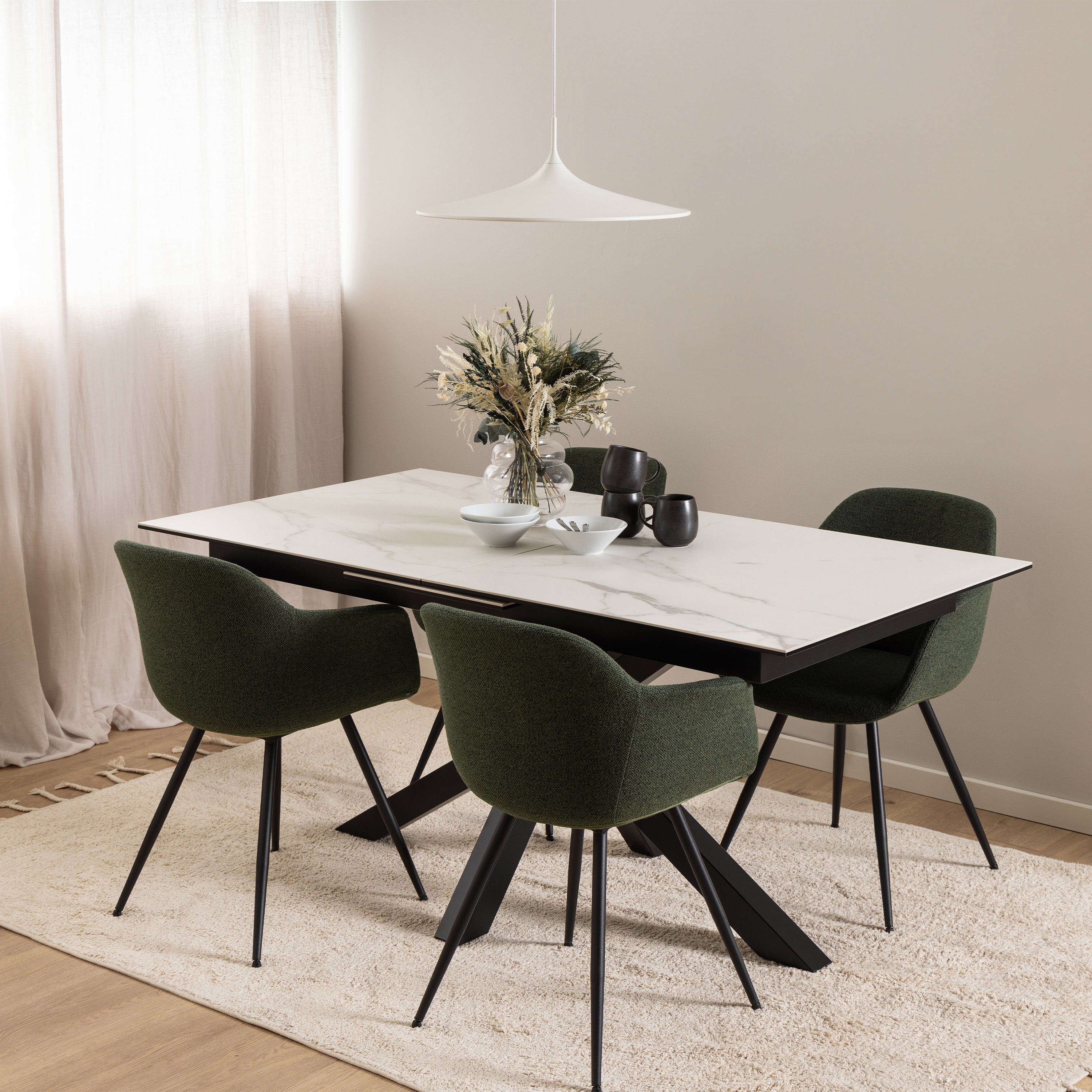 Heaven Extendable Dining Table with Ceramic White Top 168cm – FTG, view 4