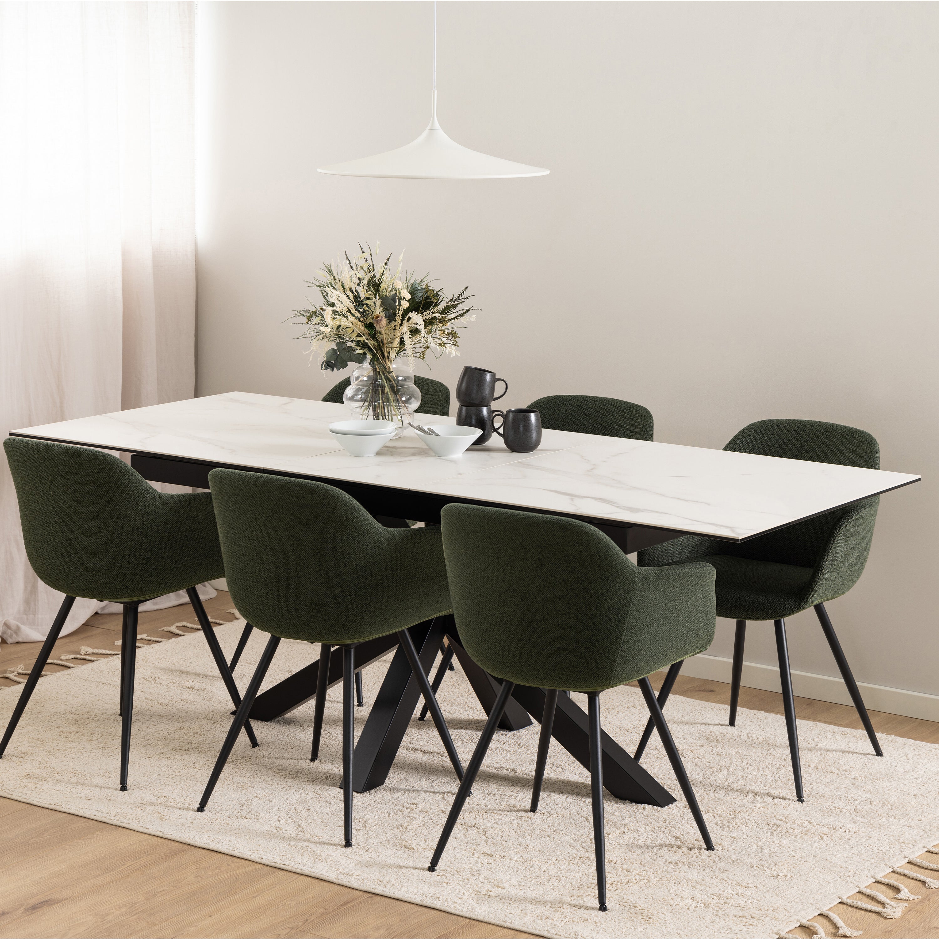 Heaven Extendable Dining Table with Ceramic White Top 168cm – FTG, view 6