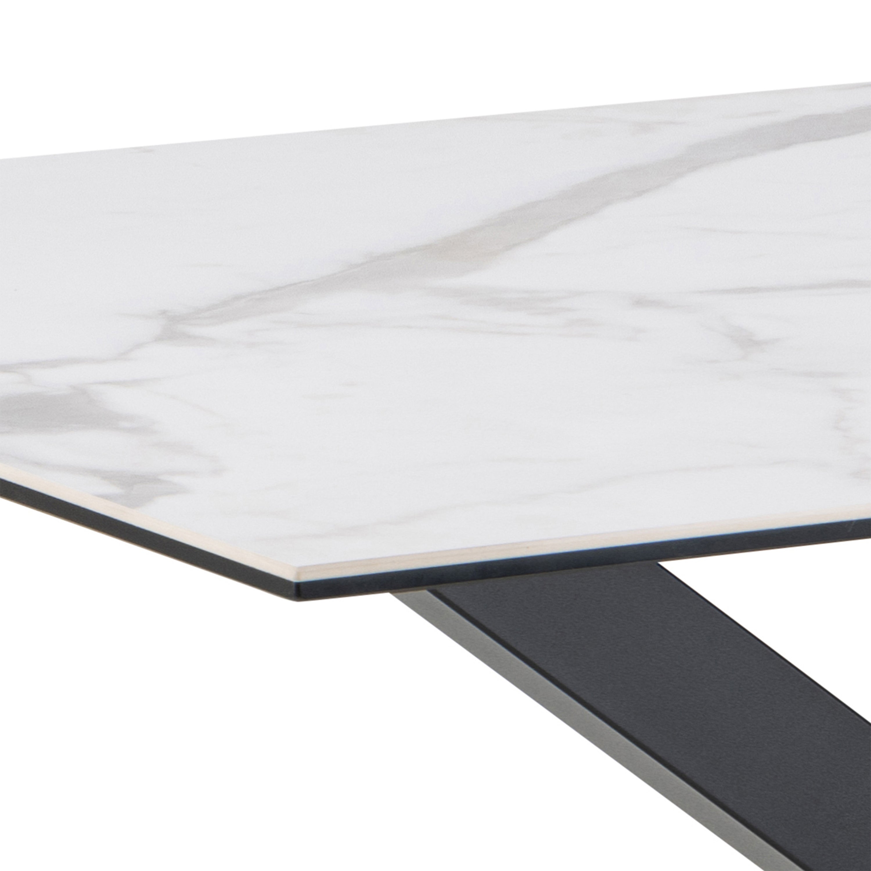 Heaven Dining Table with Ceramic White Top 135cm Included 4 Alonso Swivel Cream Dining Chair with Armrest – FTG, view 4
