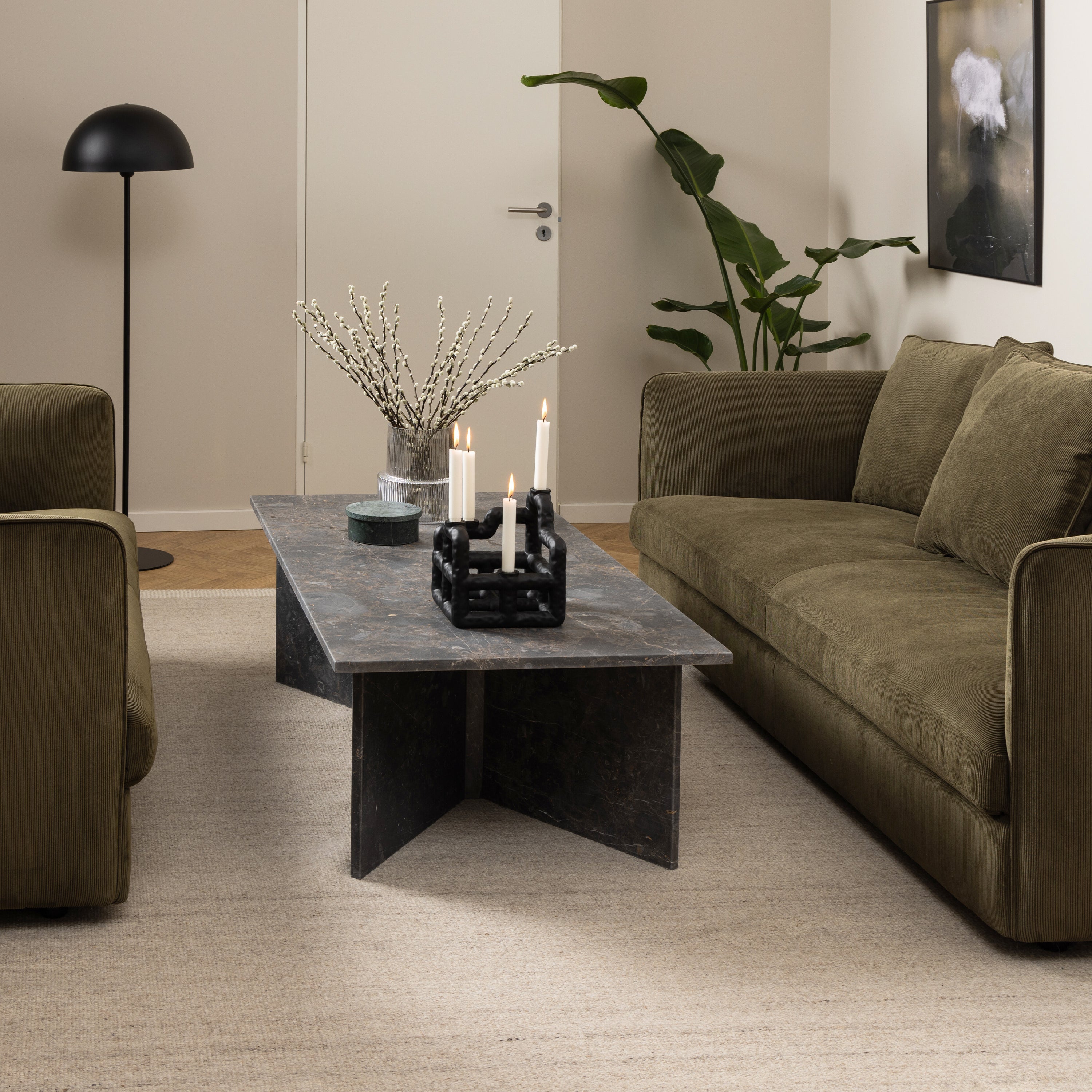 Vega Rectangular Coffee Table with Marron Marble Top 140cm – FTG, view 3