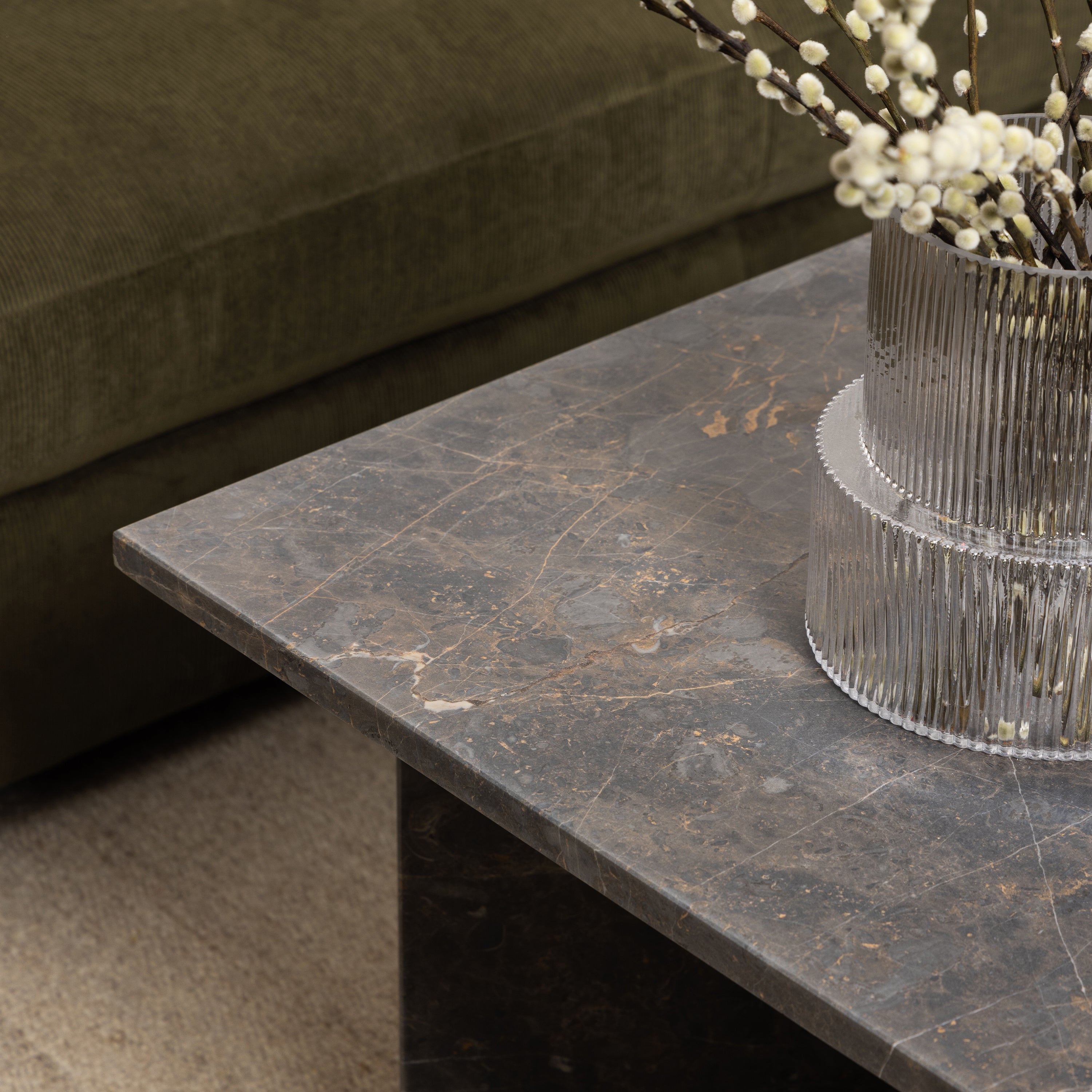 Vega Rectangular Coffee Table with Marron Marble Top 140cm – FTG, view 4