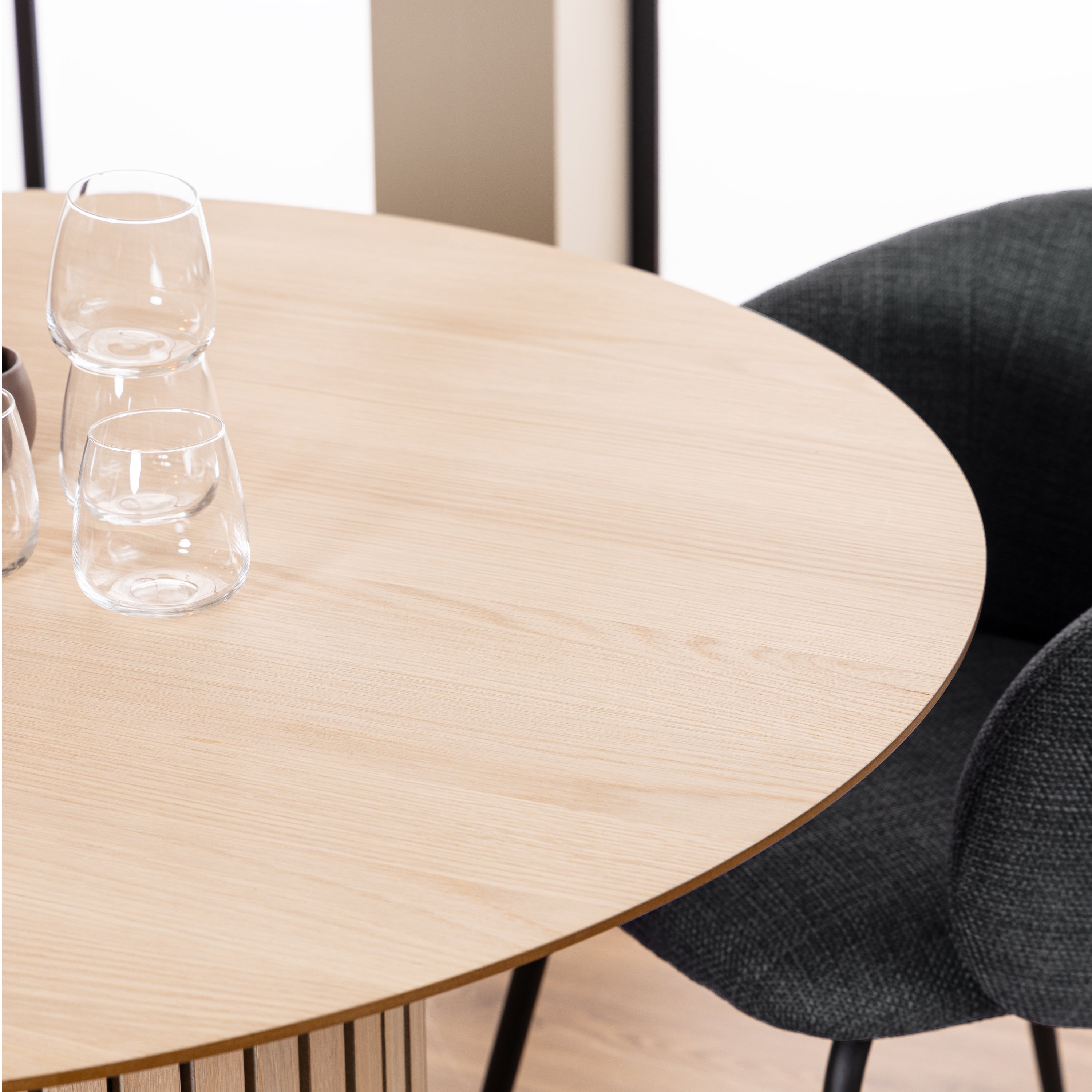 Linley Round Dining Table in White Oak – FTG, view 4