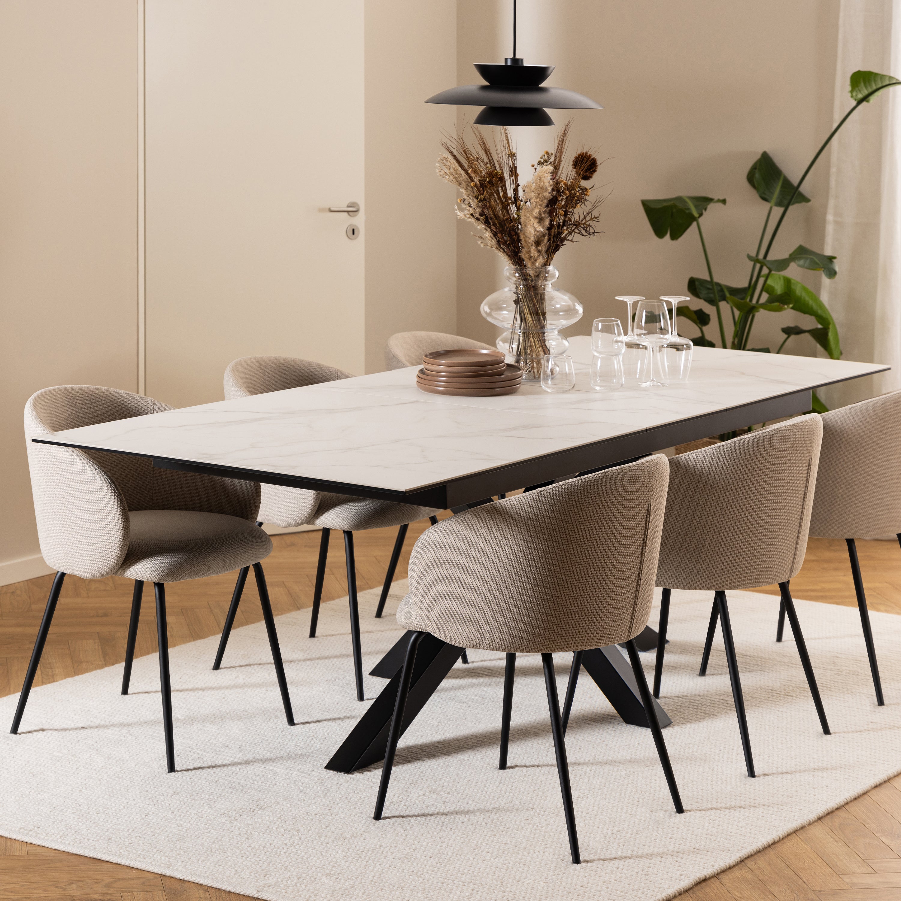 Heaven Extendable Dining Table with Ceramic White Top 200cm – FTG, view 6