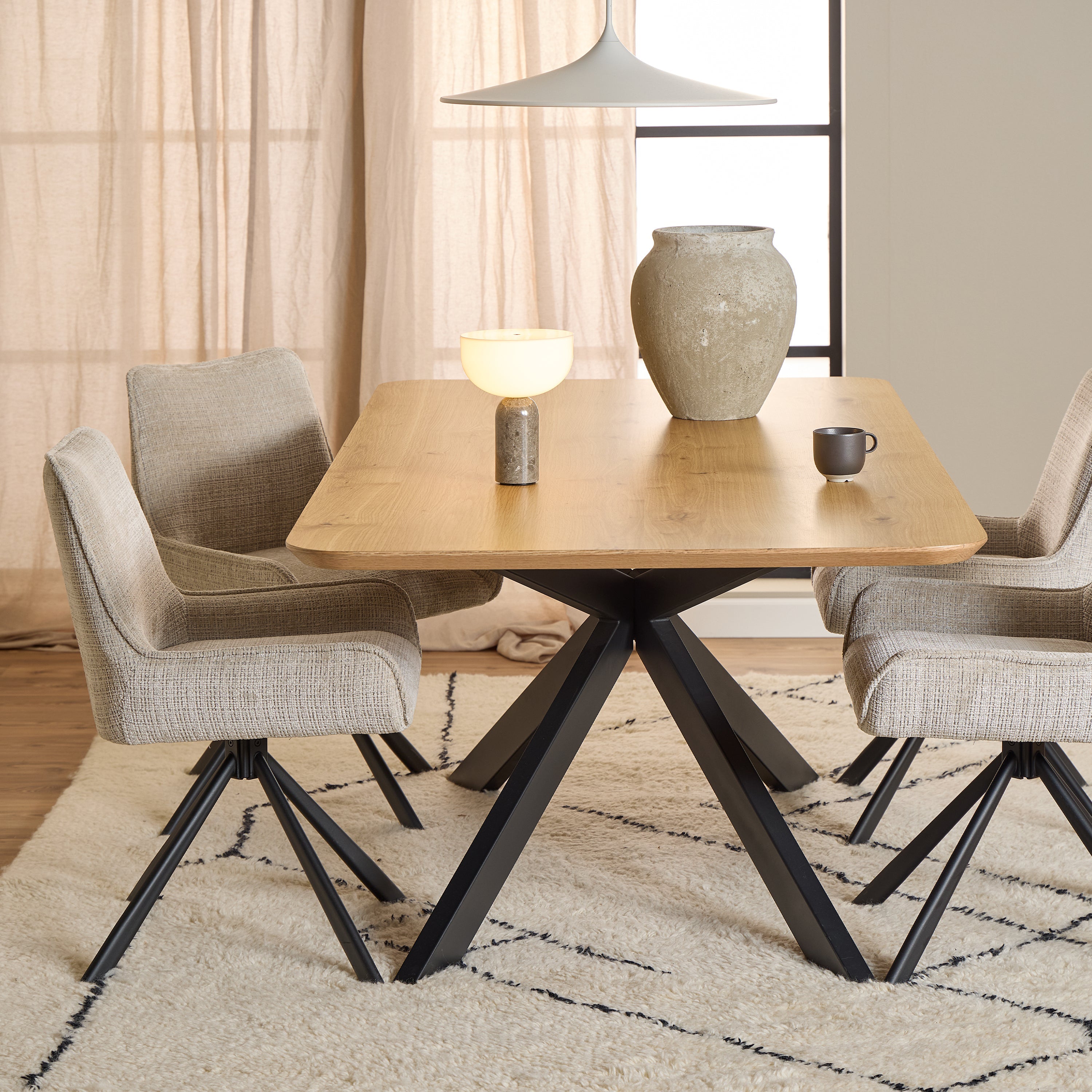 Irwine Dining Table in Matt Oak 200x75cm – FTG, view 4