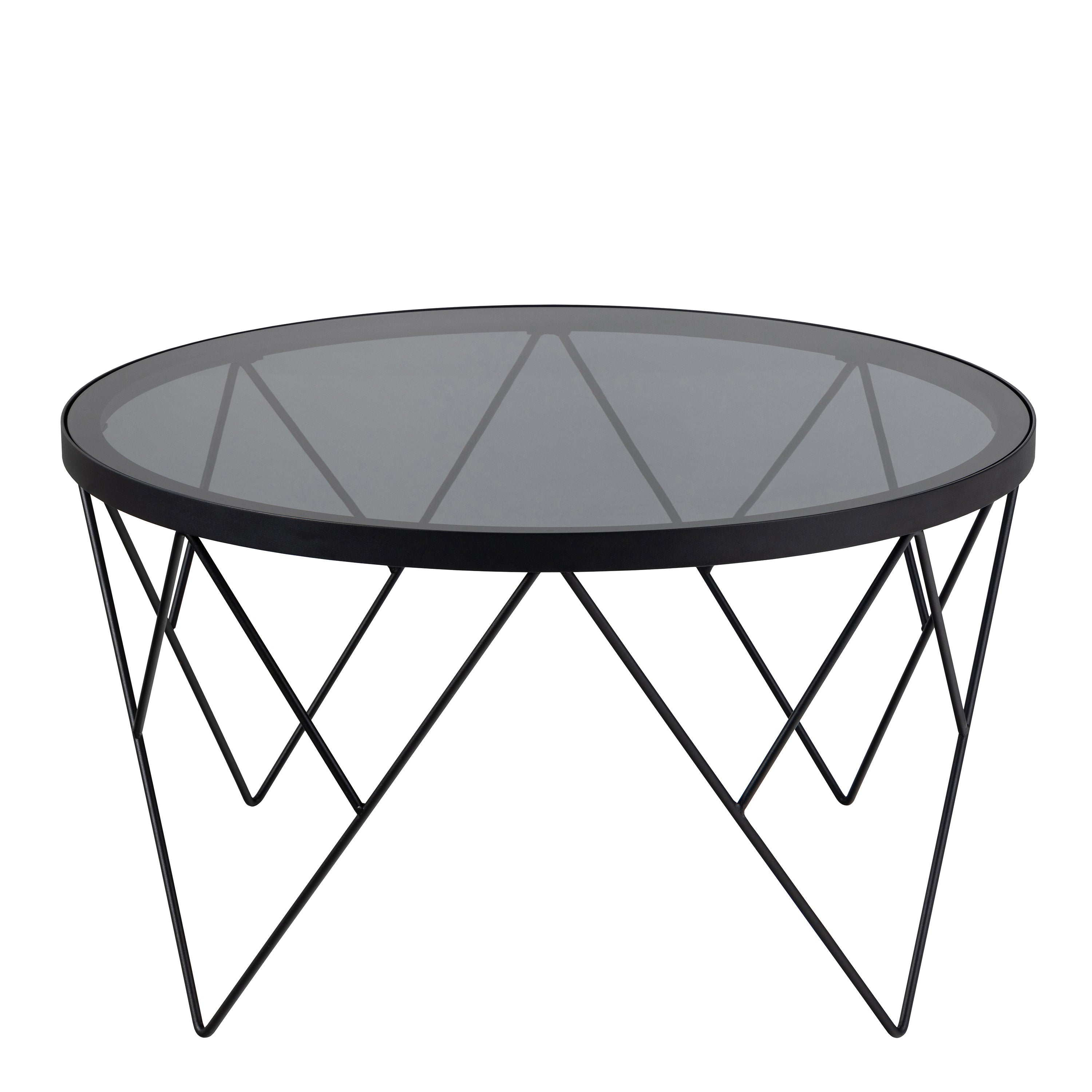Halstow Coffee Table in Black with Smoked Glass Top – FTG, view 2
