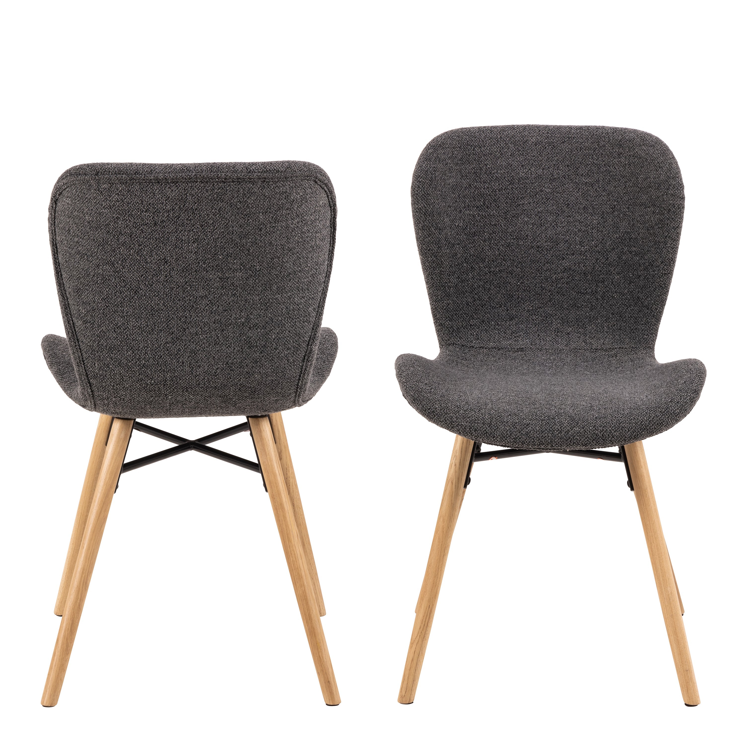 Batilda Dining Chairs with Grey Fabric and Oak Set of 2 – FTG, view 2
