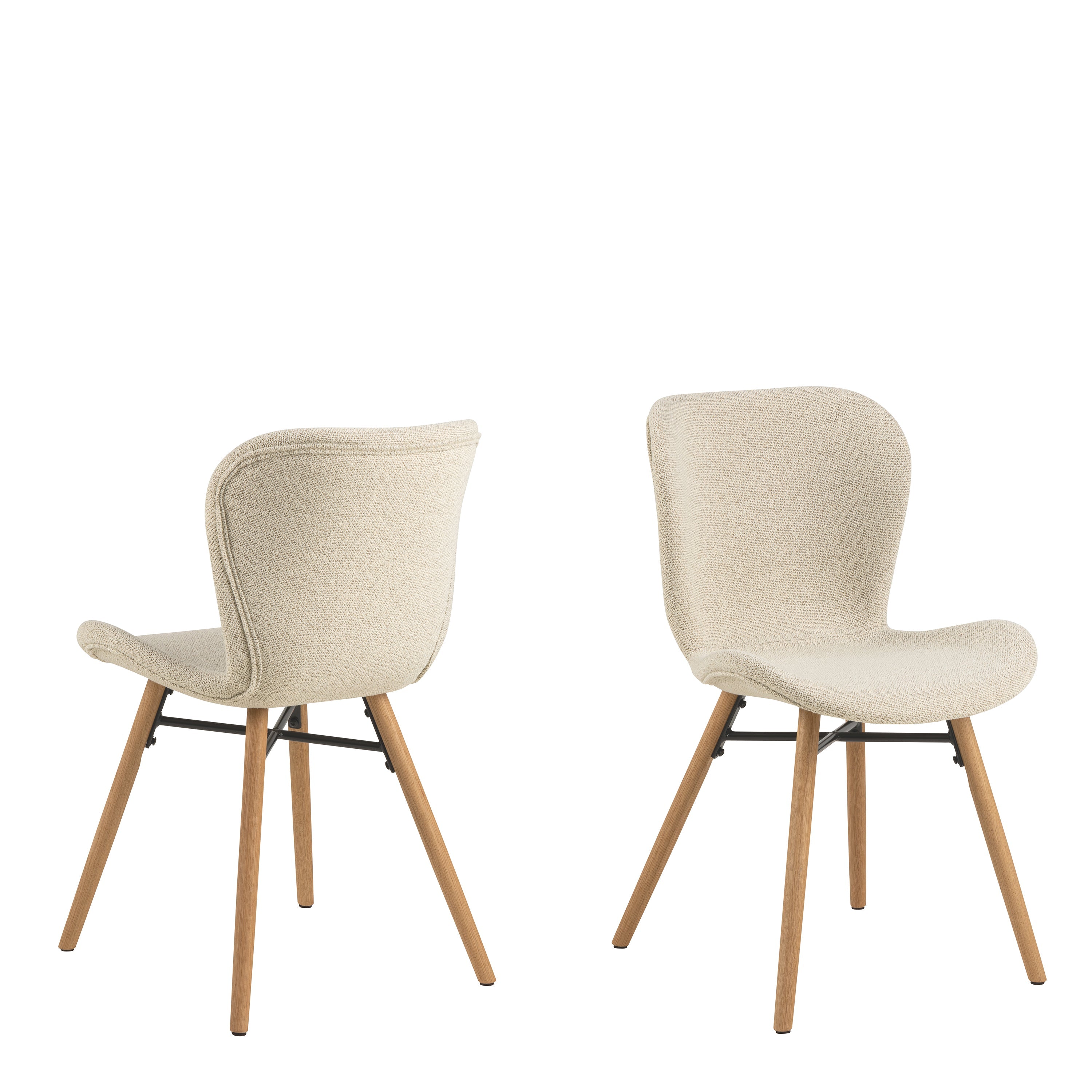Batilda Dining Chairs with Cream Fabric and Oak Set of 2 – FTG