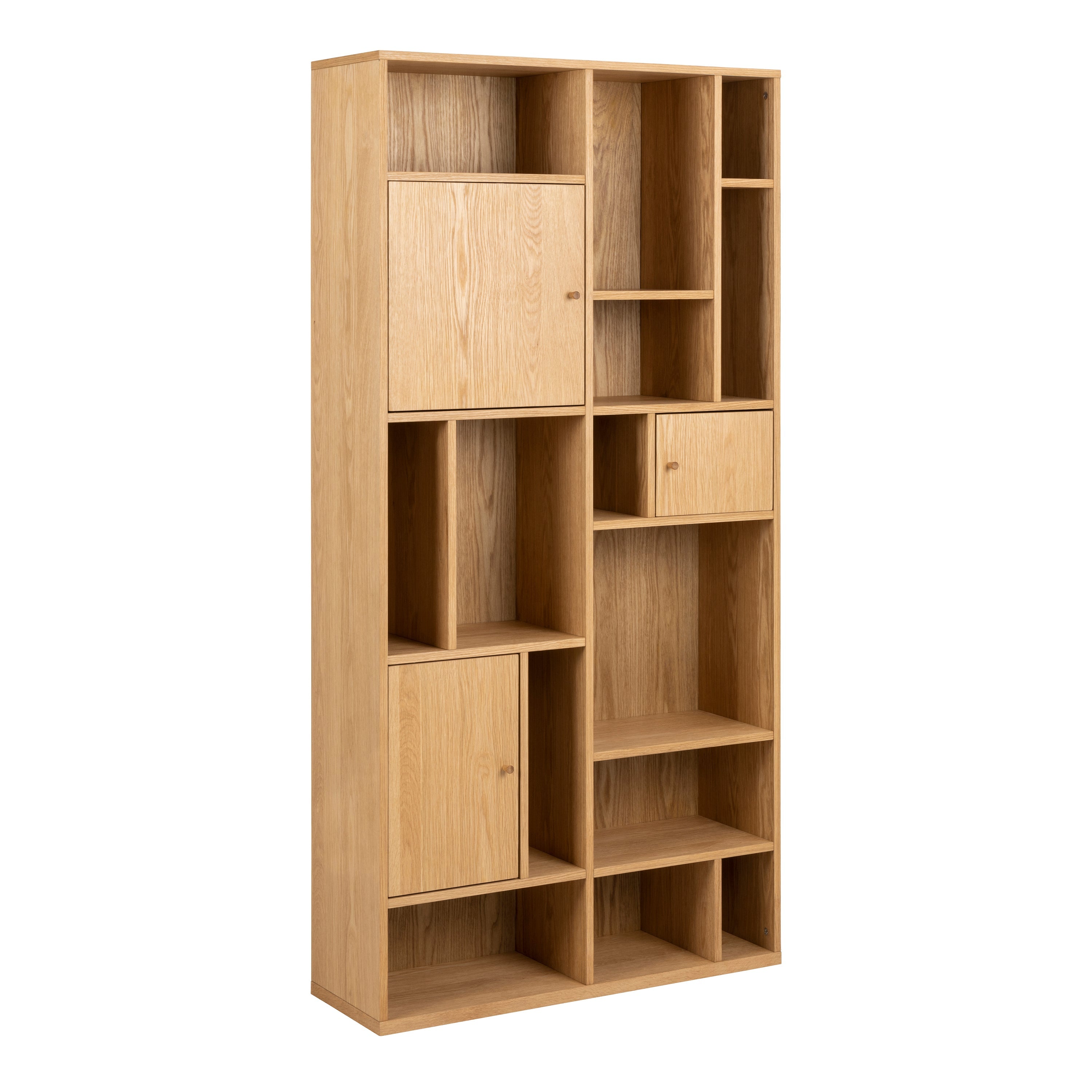 Rangoon 3 Door Large Bookcase in Oak – FTG