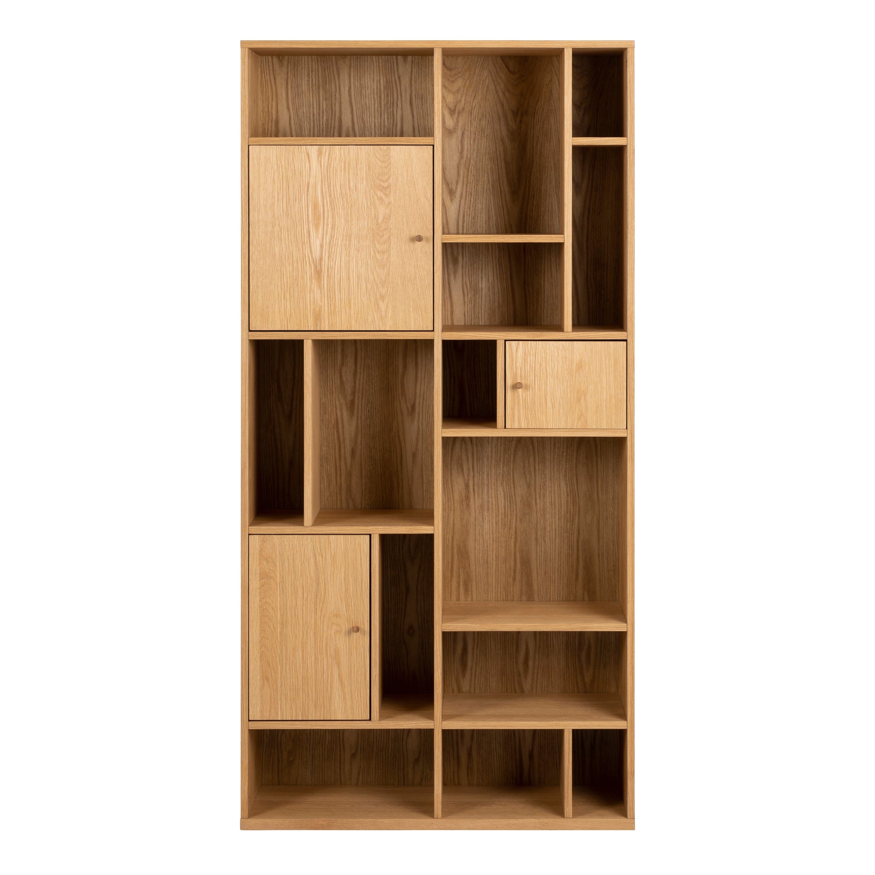 Rangoon 3 Door Large Bookcase in Oak – FTG, view 2
