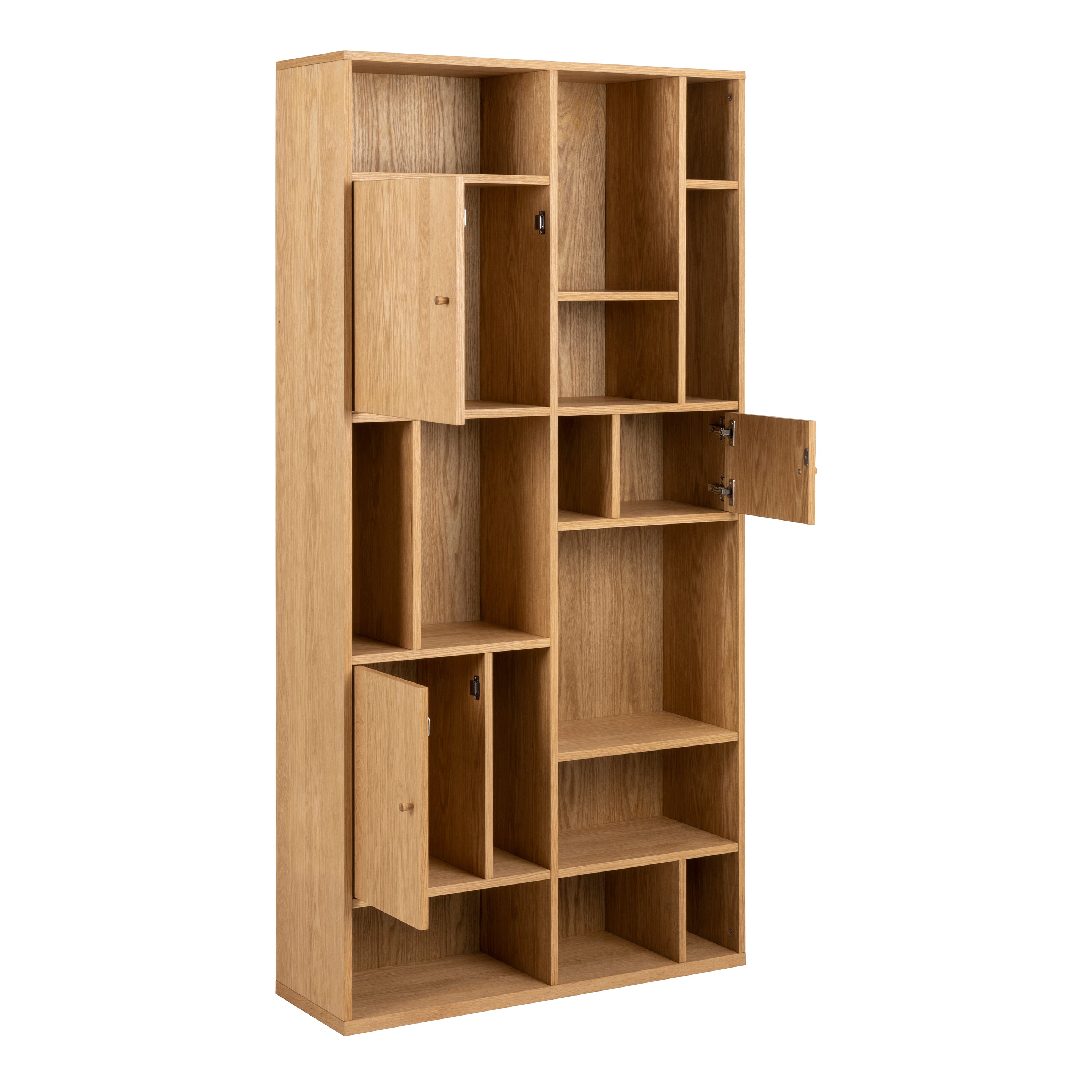 Rangoon 3 Door Large Bookcase in Oak – FTG, view 4