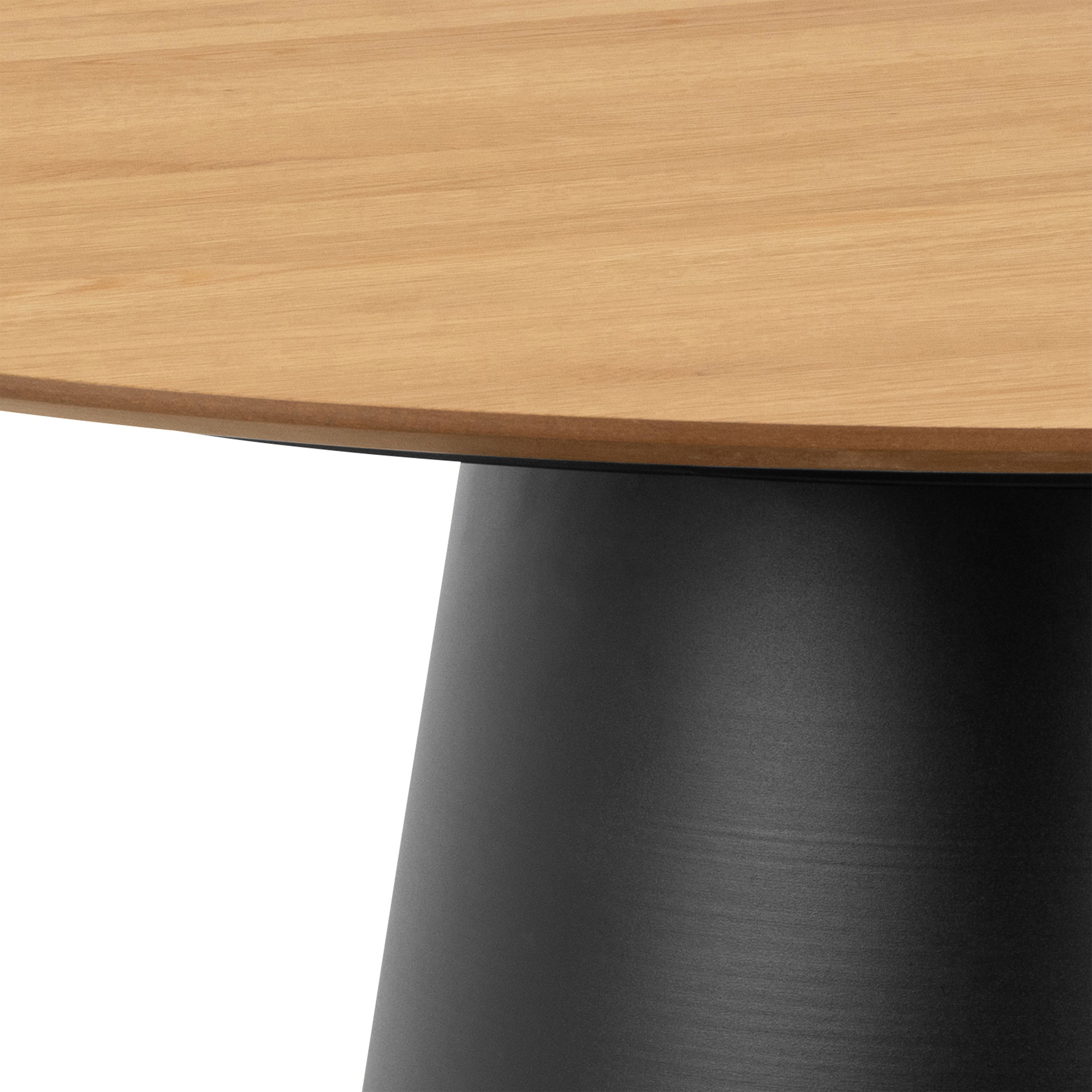 Soli Round Dining Table in Oak/Black 120x75cm Included 4 Darlene Dining Chair with Armrest and Swivel Function in Black –…