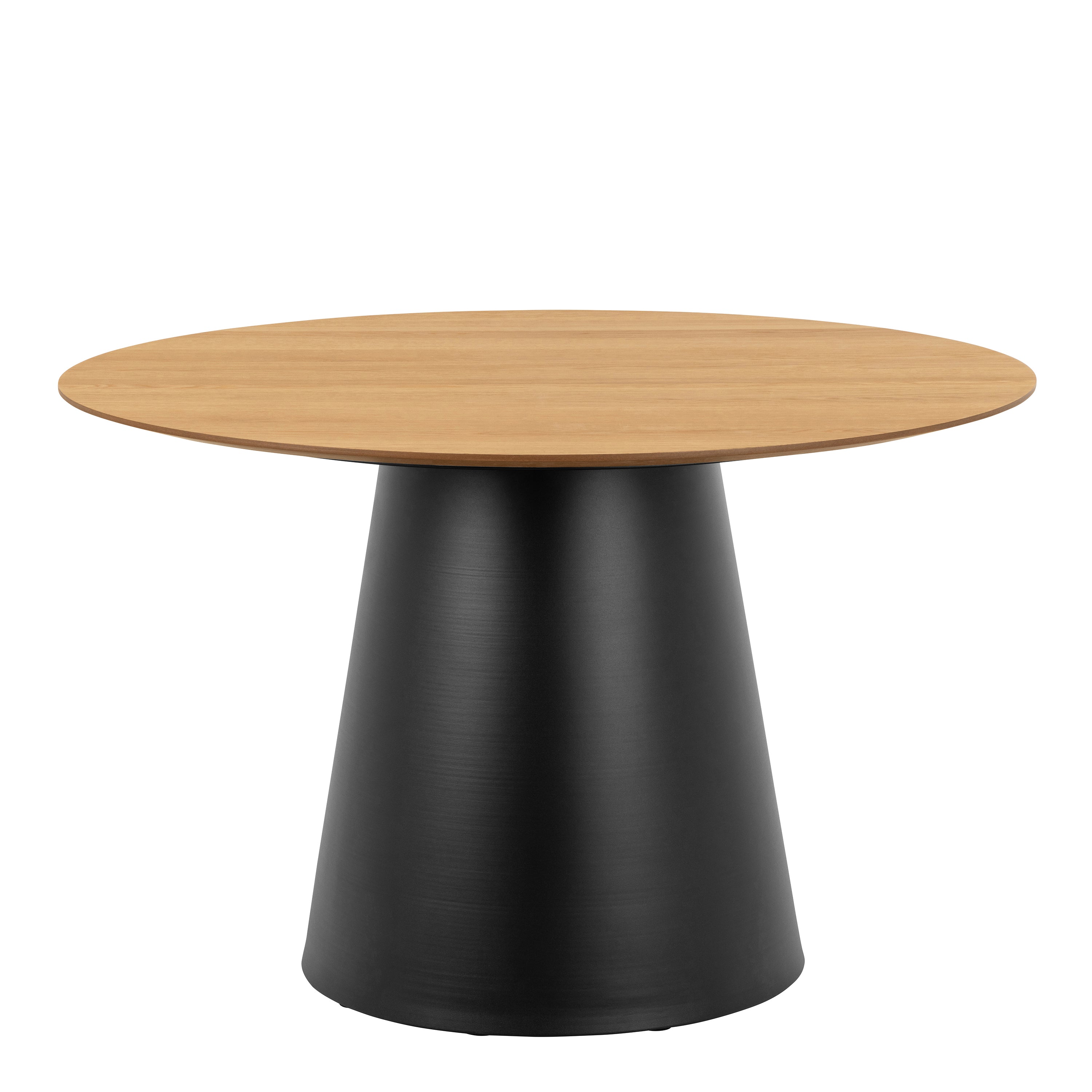 Soli Round Dining Table in Oak/Black 120x75cm Included 4 Darlene Dining Chair with Armrest and Swivel Function in Beige –…