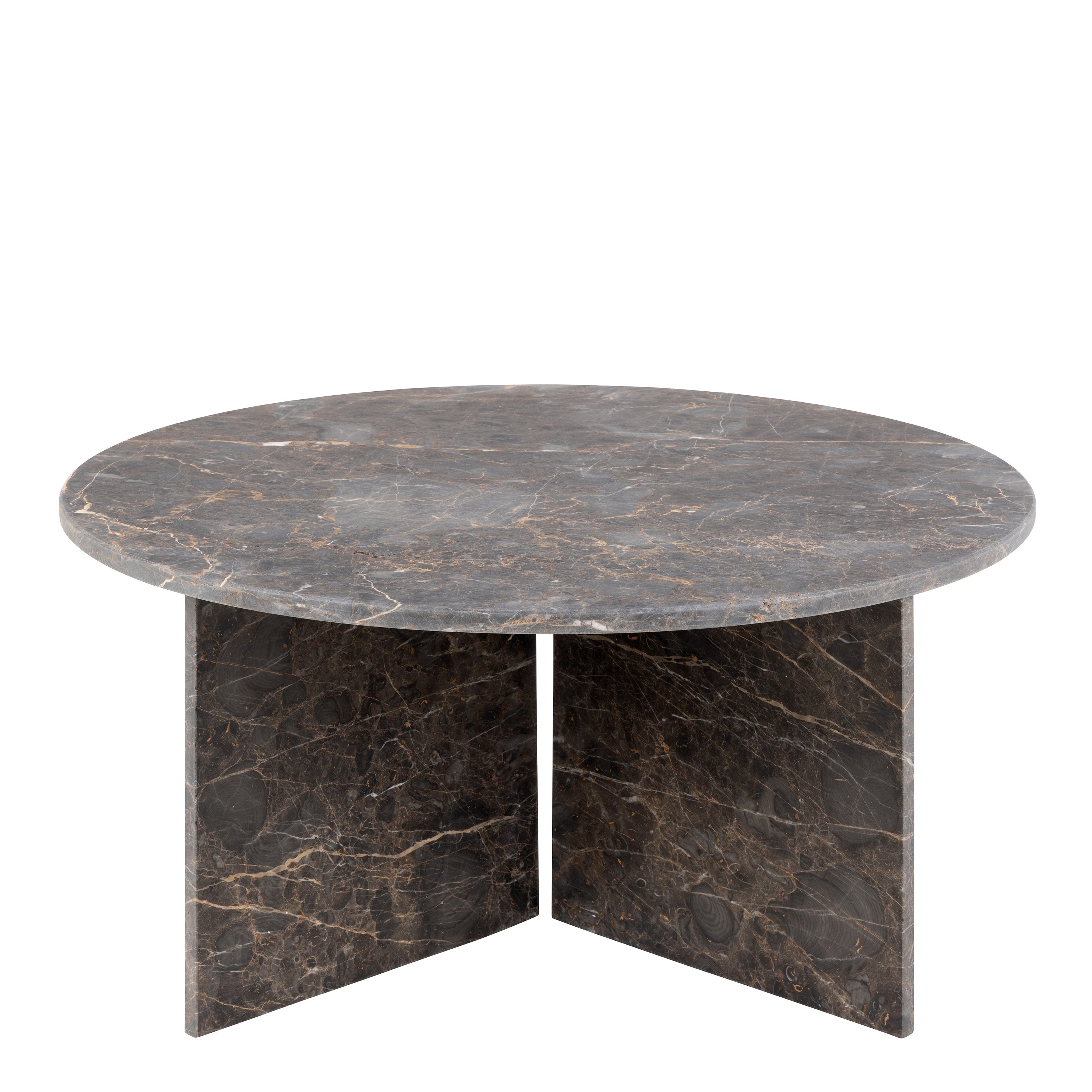 Vega Round Coffee Table with Marron Marble Top 90cm – FTG, view 2