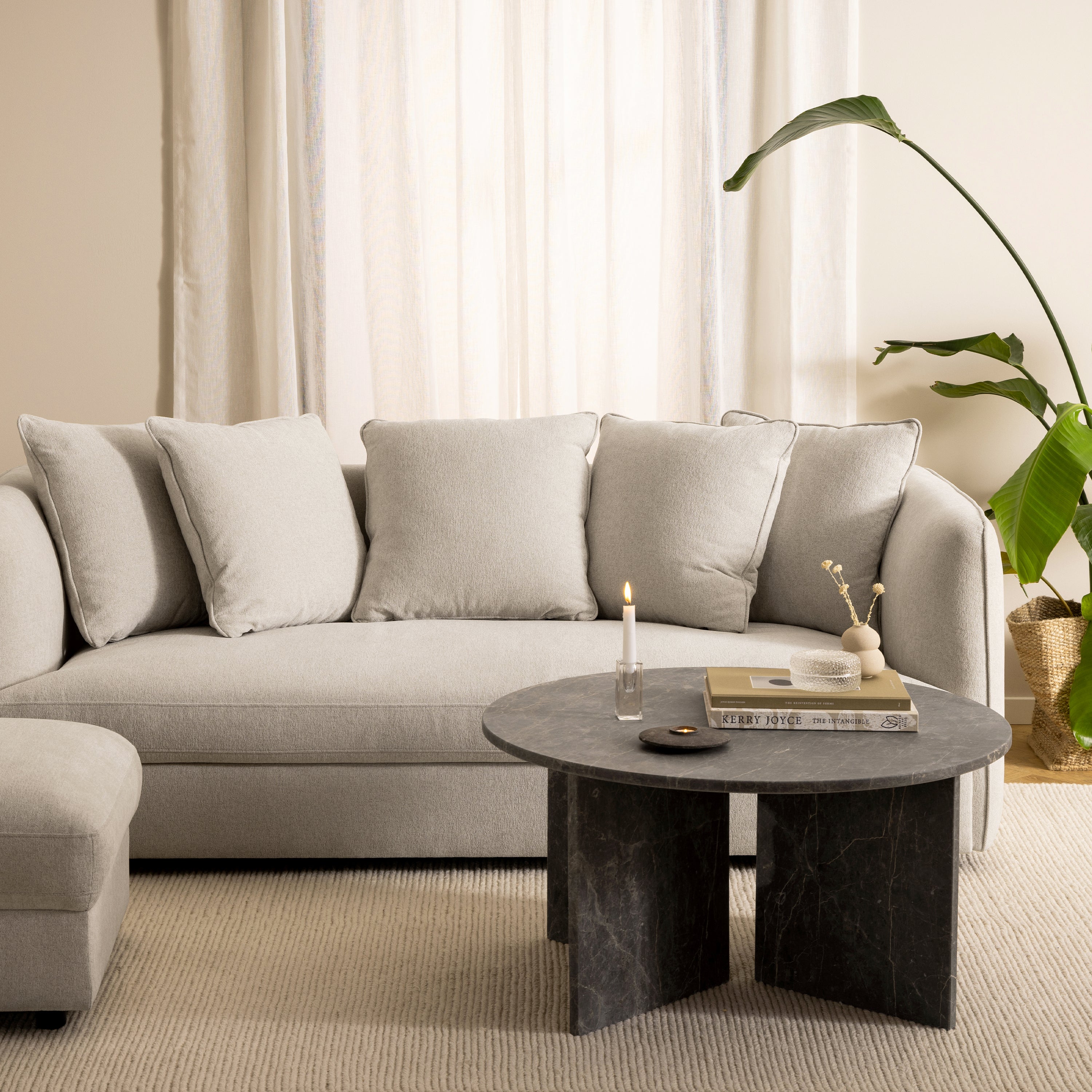 Vega Round Coffee Table with Marron Marble Top 90cm – FTG, view 3