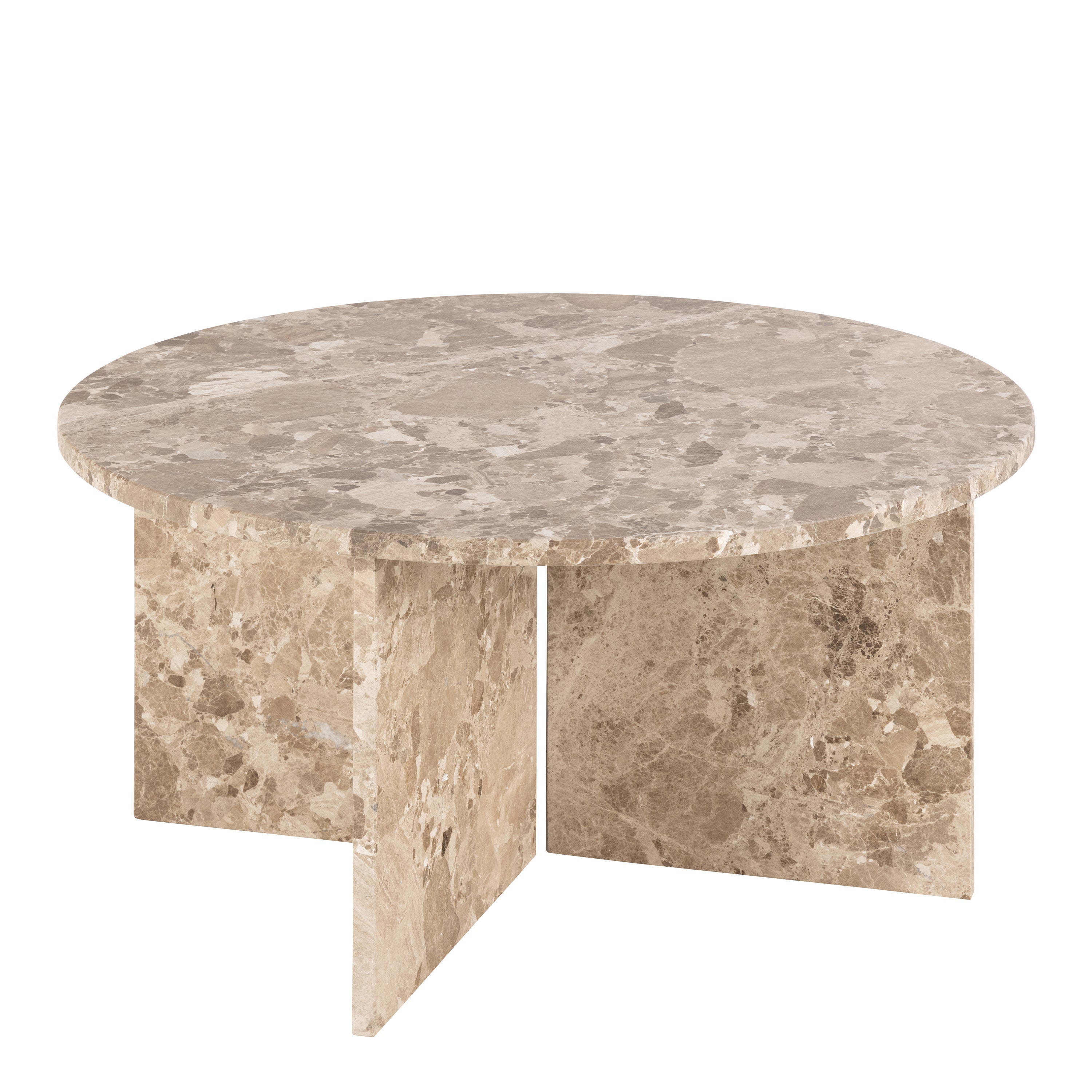 Vega Round Coffee Table with Brown Marble Top 90cm – FTG, view 2